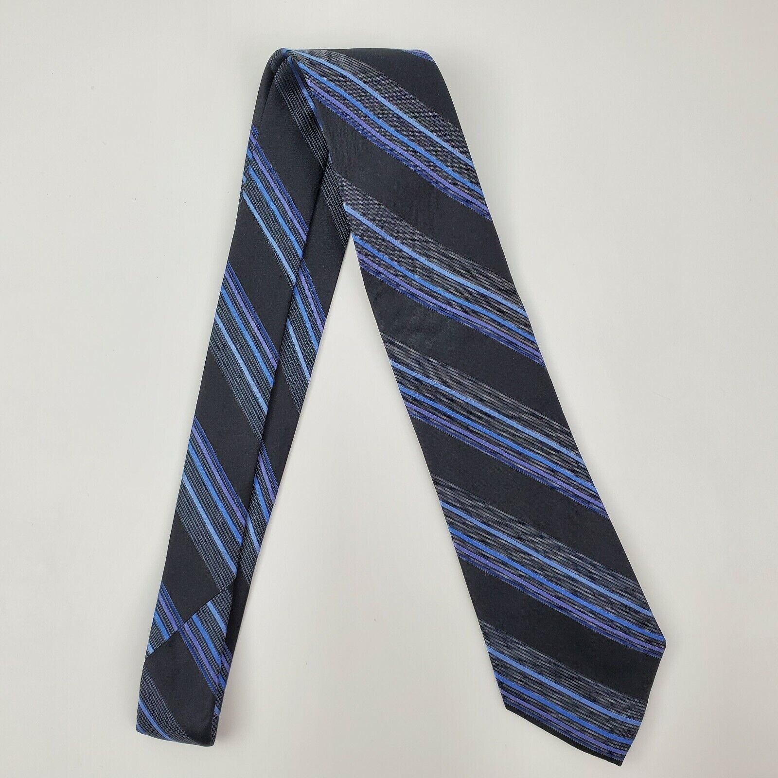 Merona Merona Black Blue Striped Silk Tie Classic Size ONE SIZE - 6 Thumbnail
