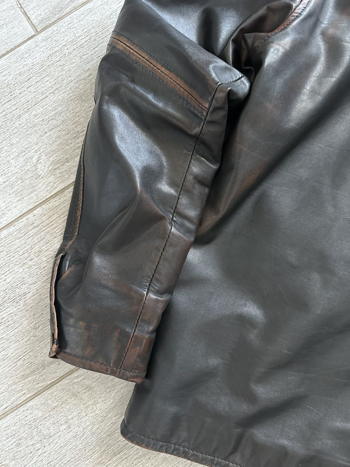 Other Vintage Y2K Classic Oversized Brown Washed Leather Jacket Size US XL / EU 56 / 4 - 17 Thumbnail