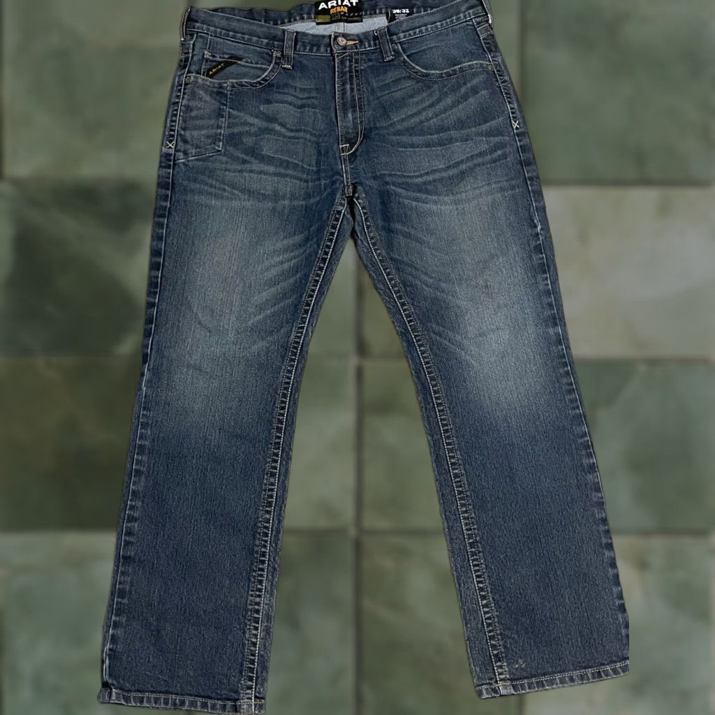 Ariat Ariat Rebar M5 Slim Straight Jeans 38x31.5 Medium Wash Cotton Blend Jeans Mens Size US 38 / EU 54 - 1 Thumbnail