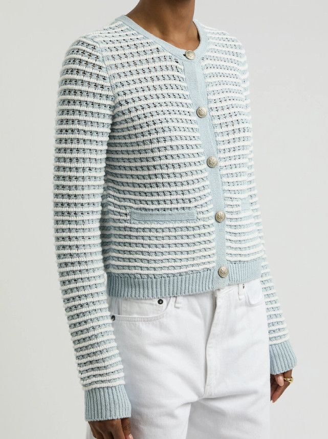 Rag & Bone Rag & Bone Striped Marlee Cardigan Light Blue ( S ) Size S / US 4 / IT 40 - 2 Thumbnail
