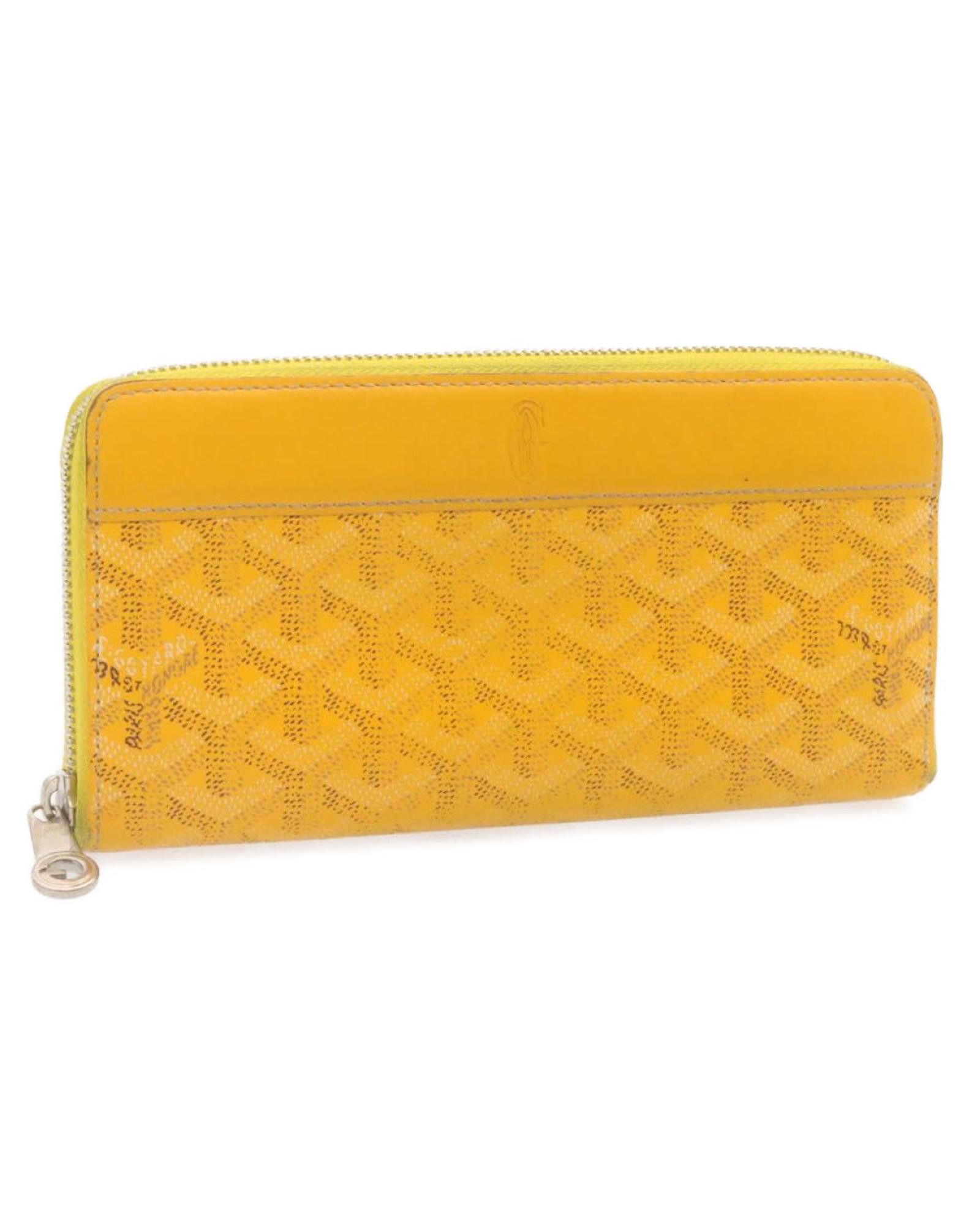 image of Goyard Matignon Zip Gm Long Wallet Pvc Leather Yellow Auth, Women's