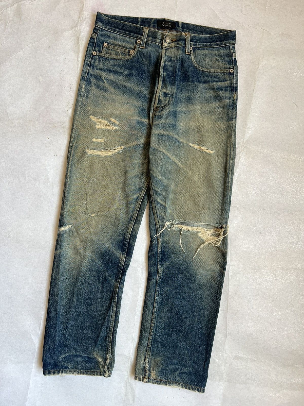 A.P.C. APC Dirty Wash Selvedge Distressed Denim Rare Size US 30 / EU 46 - 2 Thumbnail