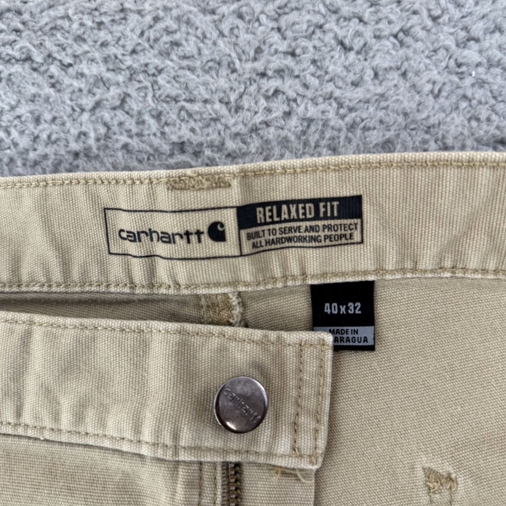 Carhartt Carhartt Pants Mens 40x32 Relaxed Fit Rugged Flex Canvas Carpenter Workwear Straight 5-Pocket Beige Outdoor Vintage: No Size US 40 / EU 56 - 5 Thumbnail