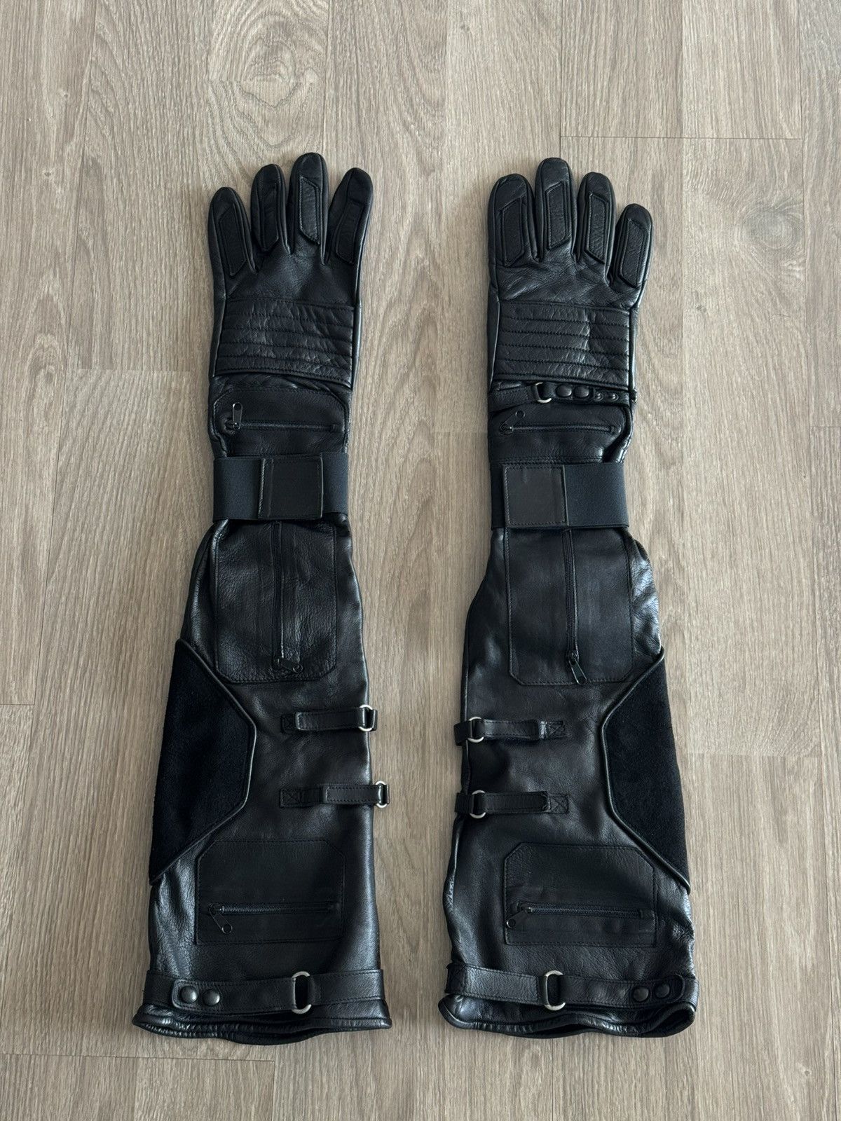 Raf Simons A/W 2007 Long Leather Biker Gloves Size ONE SIZE - 1 Thumbnail