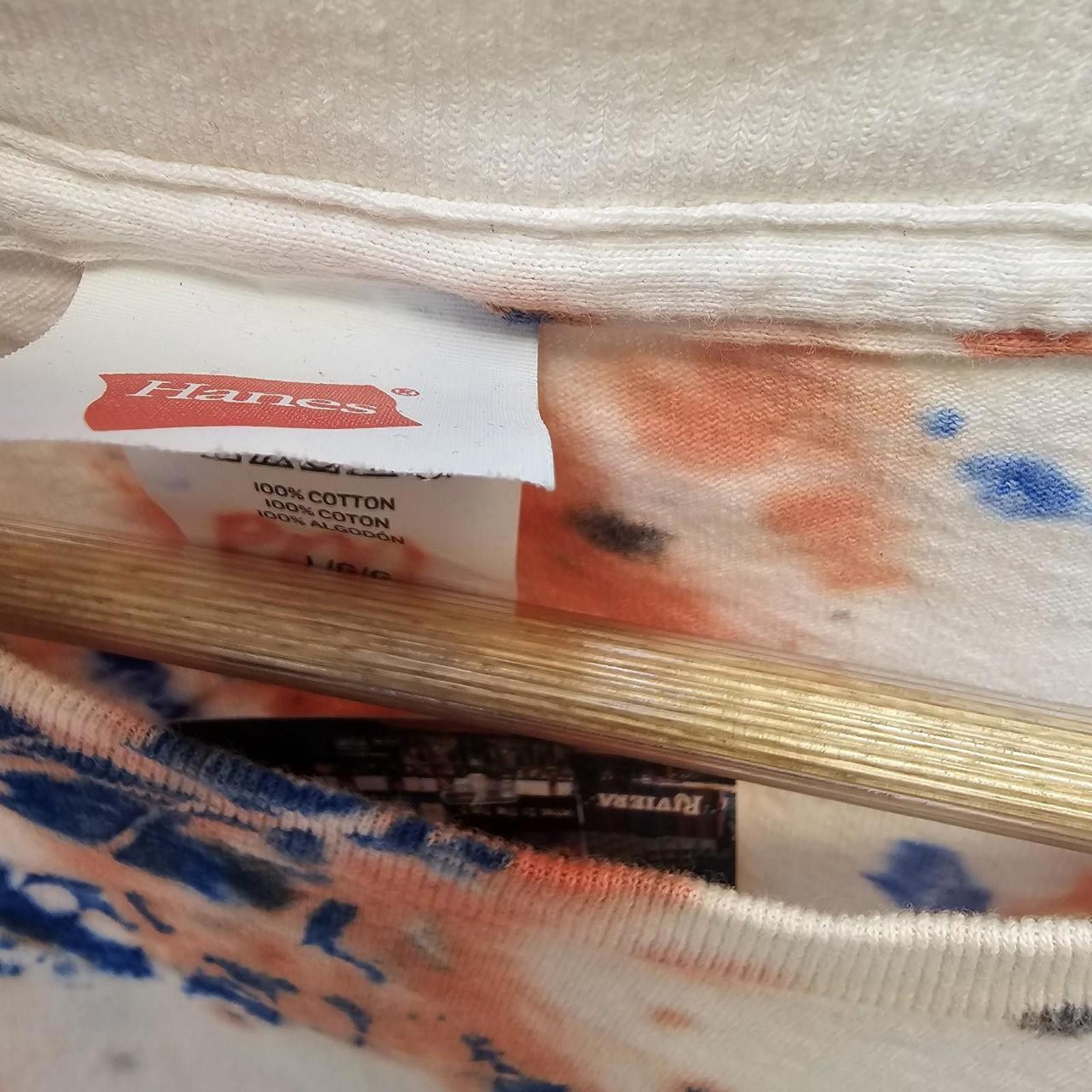 Hanes Hanes Handmade Tie-Dye Orange and Blue T-shirt Size US M / EU 48-50 / 2 - 2 Thumbnail