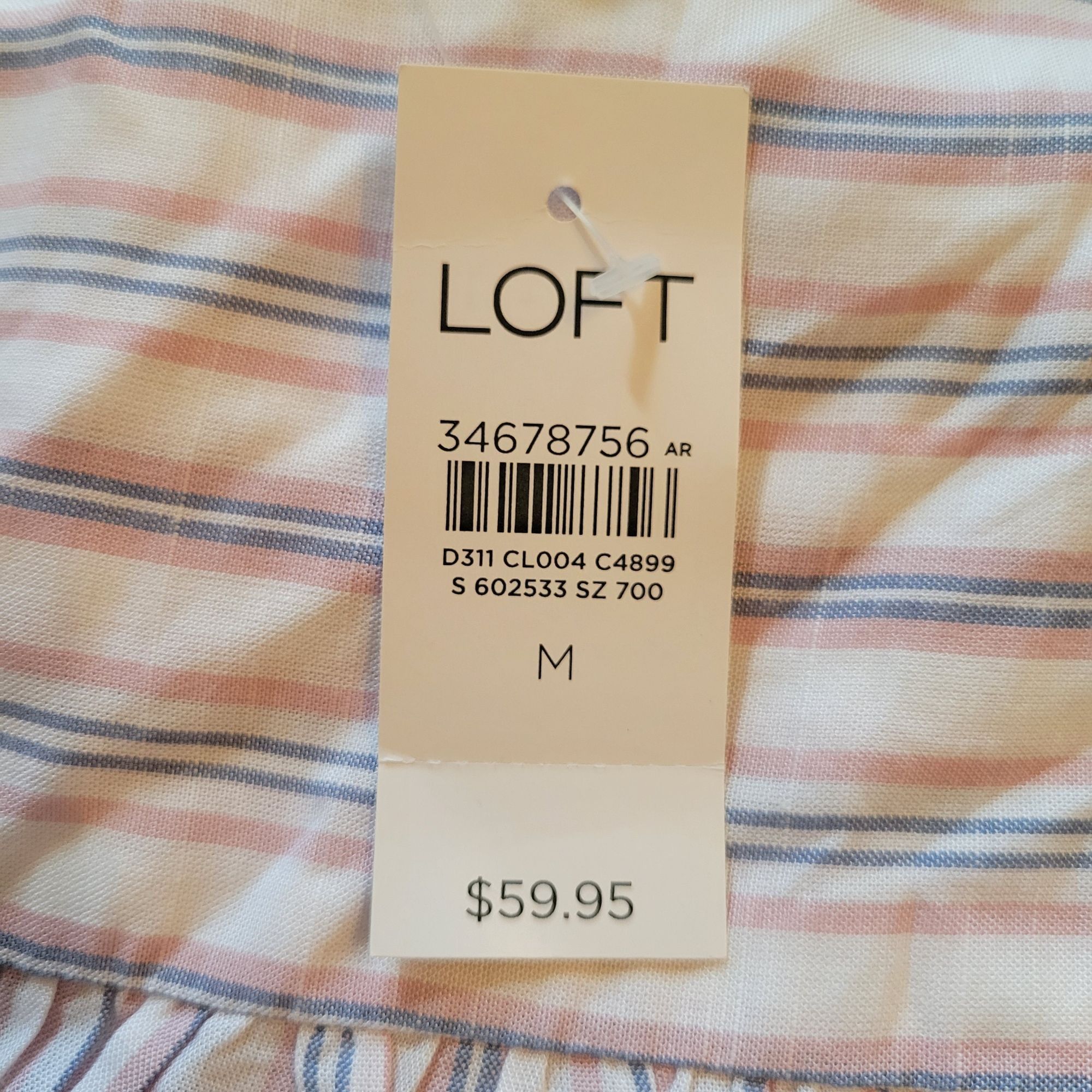 Loft Loft Striped Button Front Oversized Tunic Blouse M Rayon Pin Size M / US 6-8 / IT 42-44 - 3 Thumbnail