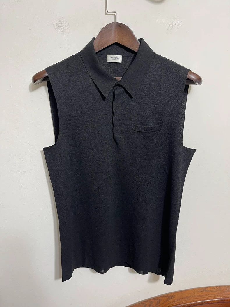 Saint Laurent Paris Saint Laurent Black Sleeveless Polo Shirt L/XL Size US L / EU 52-54 / 3 - 1 Thumbnail