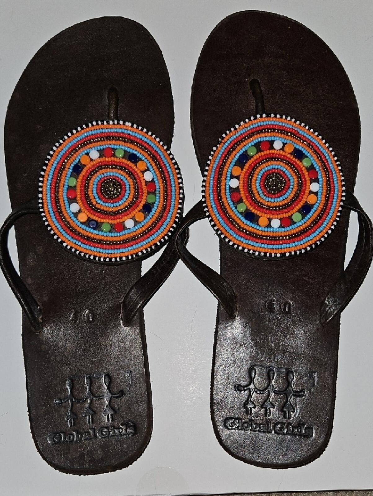 Other Women's Brown Beaded Circle Toe-Post Sandals Size US 9 / IT 39 - 2 Thumbnail