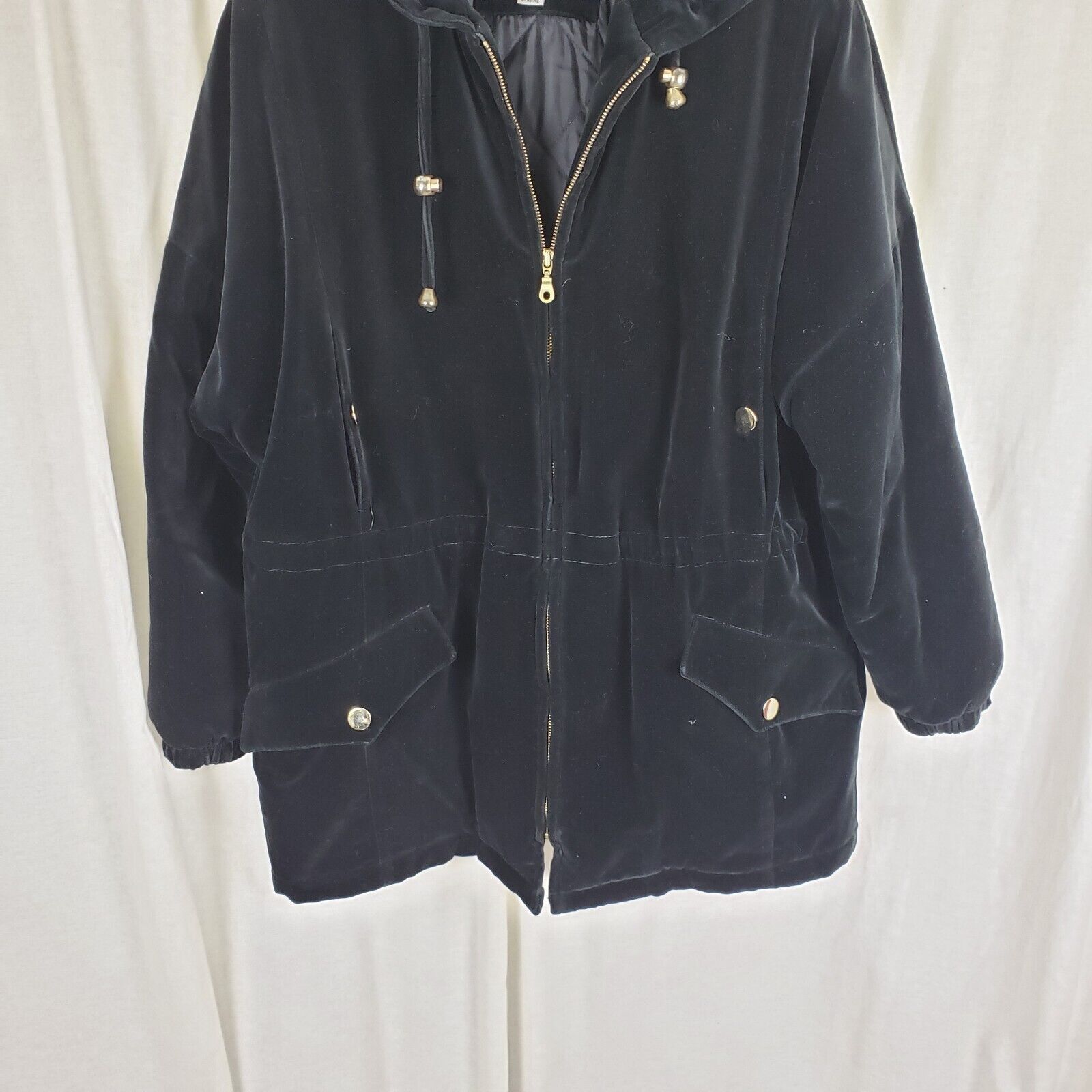Vintage Vtg Larry Levine Black Velvet Hooded Coat Jacket Womens L Size L / US 10 / IT 46 - 3 Thumbnail