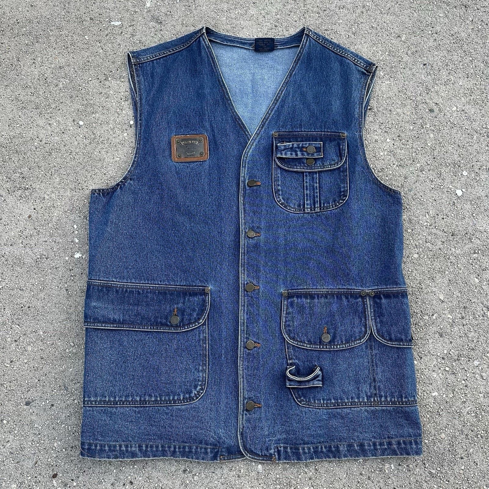 Karl Kani × Vintage Vintage 90s Karl Kani Jeans Utility Cargo Denim Vest Size XL Size US XL / EU 56 / 4 - 1 Thumbnail