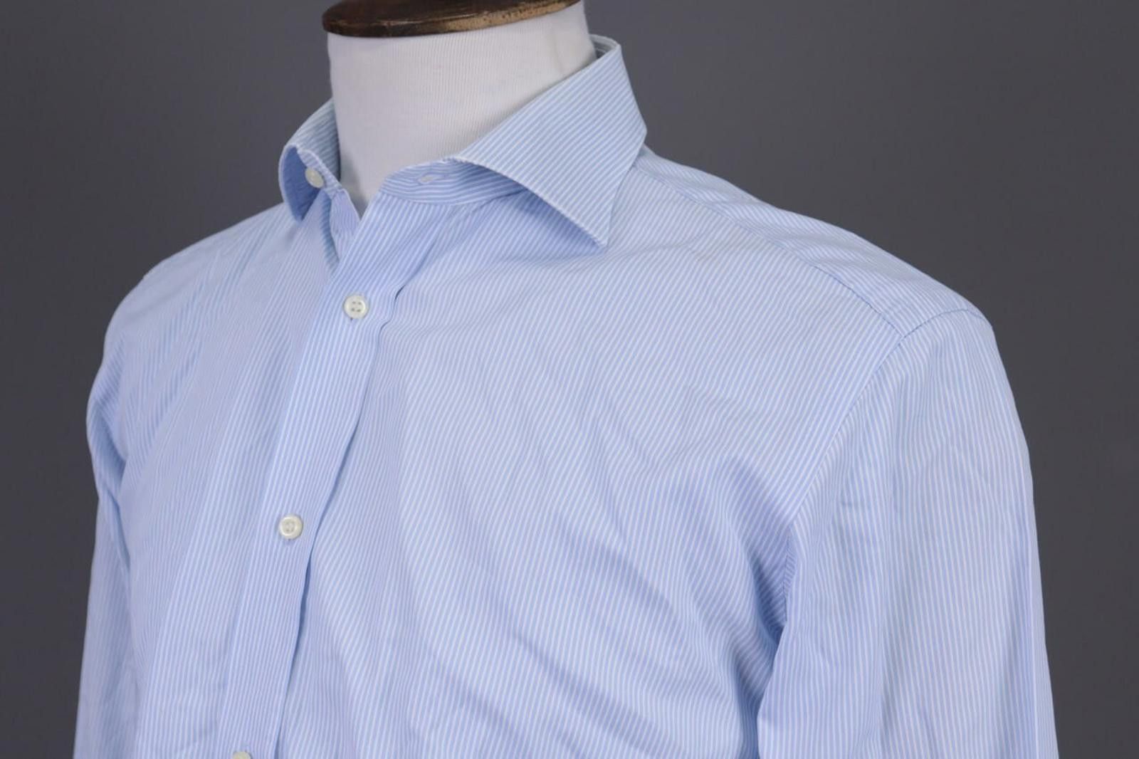 Designer Boggi Milano 2/100' Doppio Ritorto Blue Shirt Size 39 / 15 Size US M / EU 48-50 / 2 - 10 Thumbnail