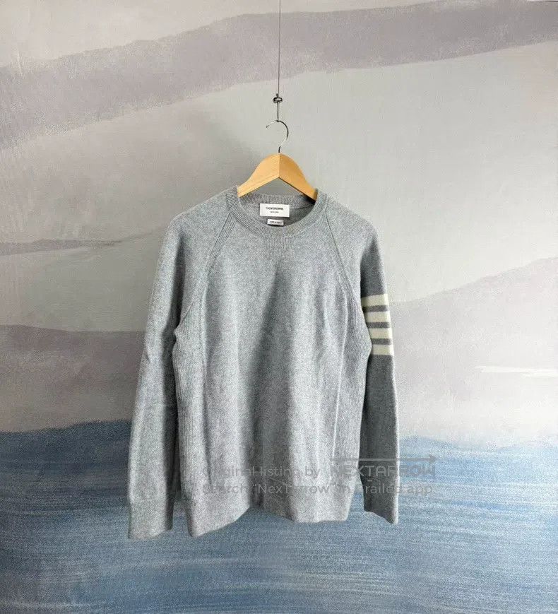 Thom Browne Thom Browne Grey Cashmere Sweater Size US XL / EU 56 / 4 - 1 Thumbnail