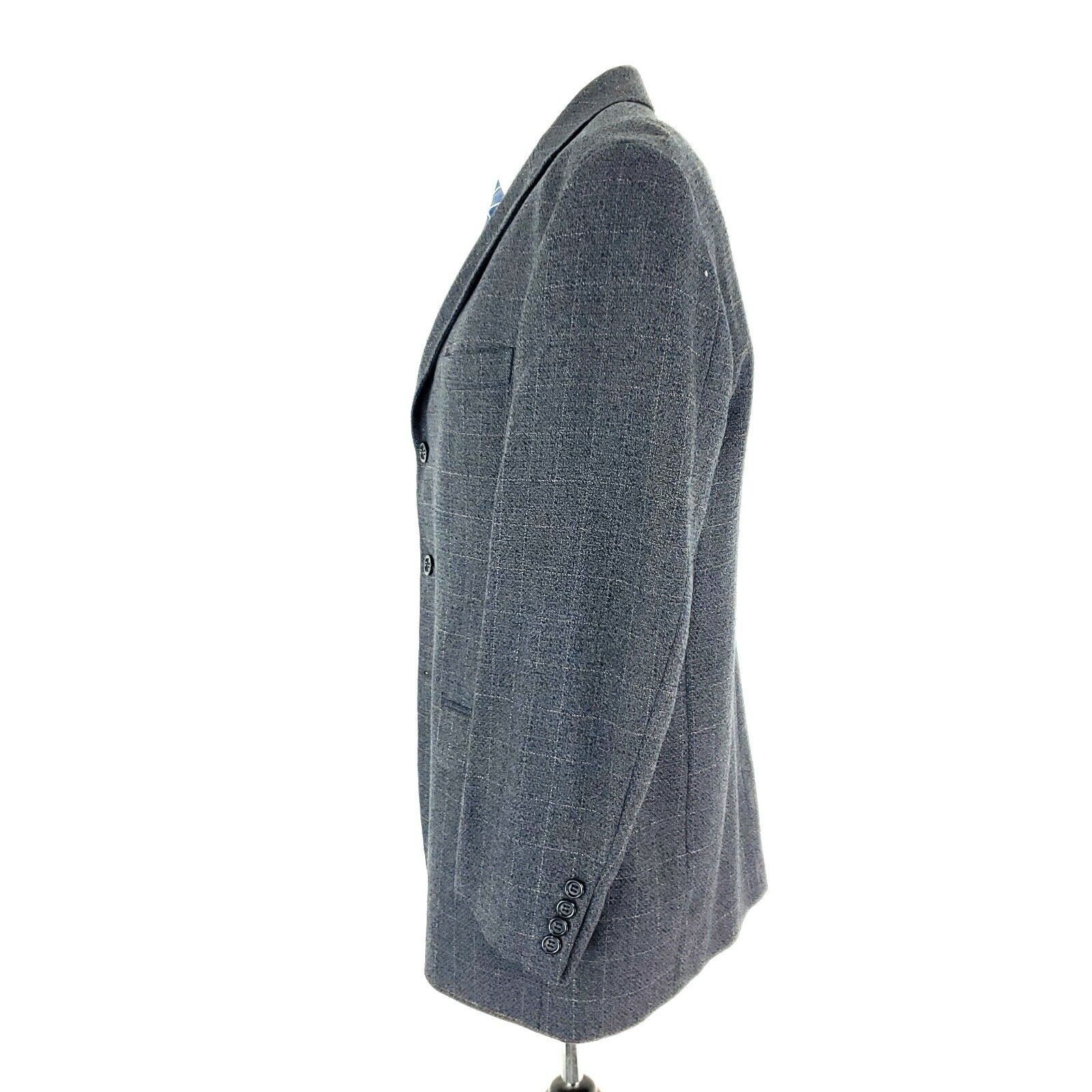 Pronto Uomo Pronto Uomo Wool 3 Button Blazer 42R Gray Blue W/ Brown Wind Size 42R - 5 Thumbnail