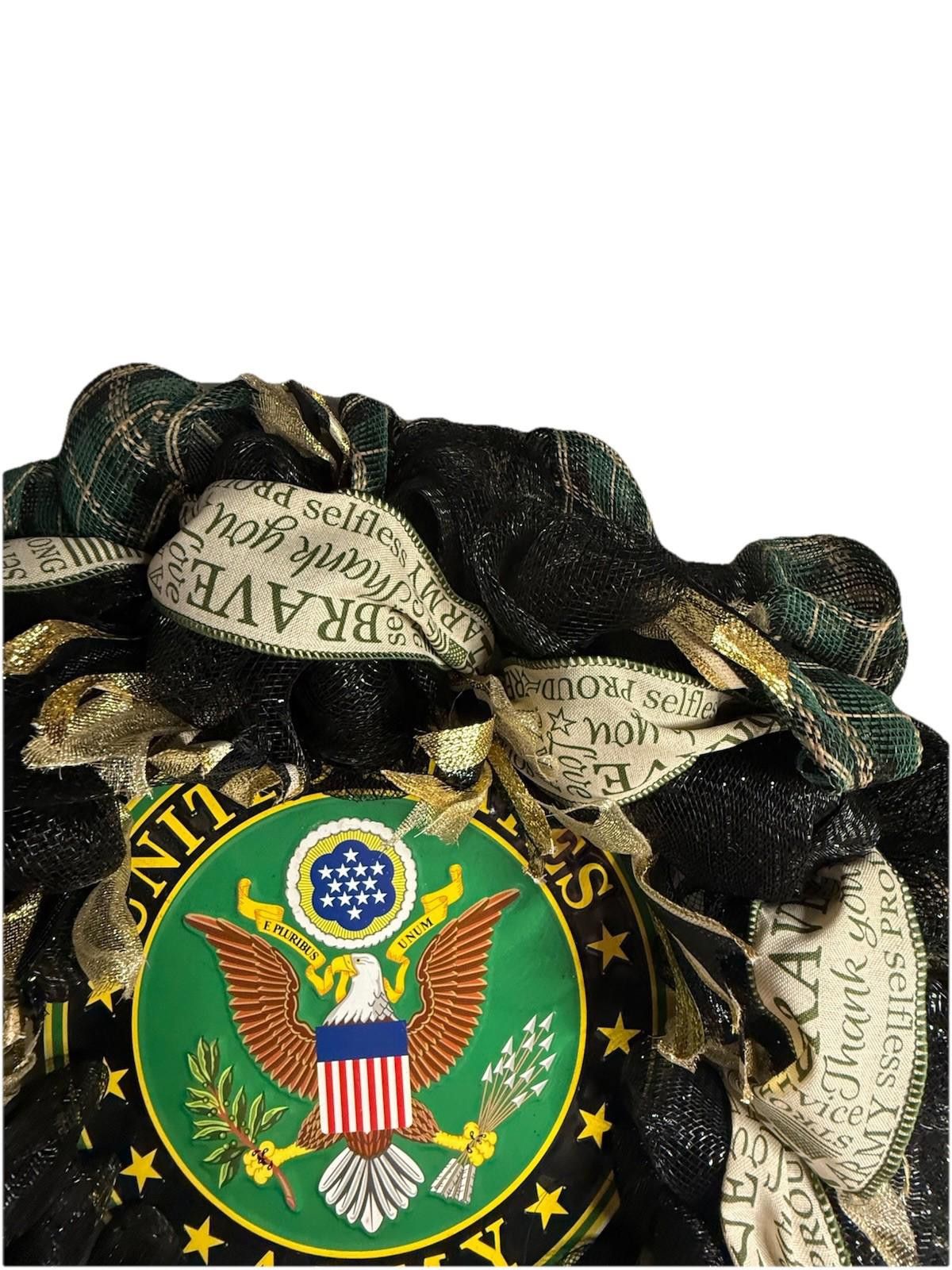 Handmade Officially Licensed ARMY Veteran Eagle Patriotic MetalWreath Size ONE SIZE - 7 Thumbnail