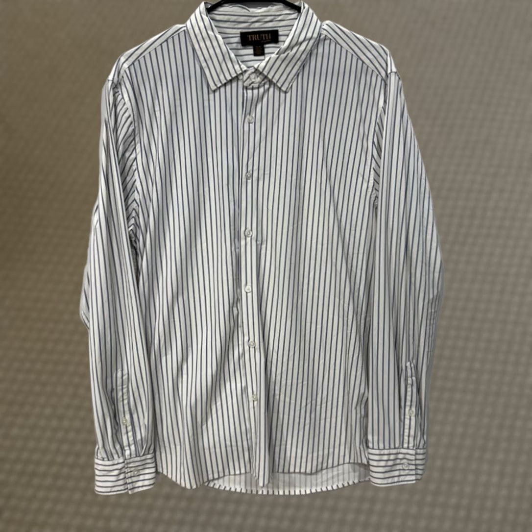 Vintage Truth by Republic Shirt Mens White Striped Button-Up Long Sleeve Medium Size 40R - 1 Thumbnail