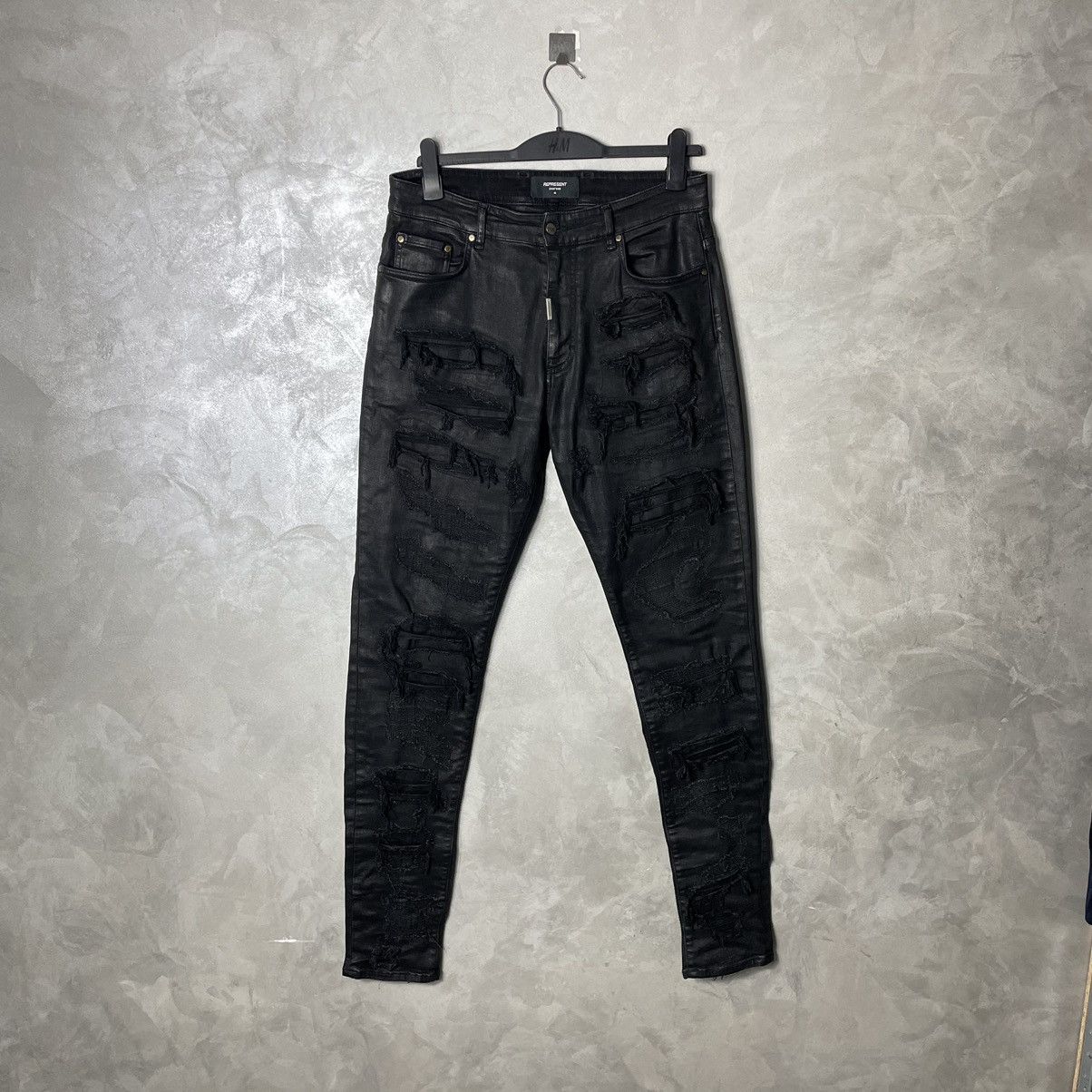 Represent Clo. Represent Clo. Shredded Distressed Black Wax Denim Jeans Size US 36 / EU 52 - 3 Thumbnail