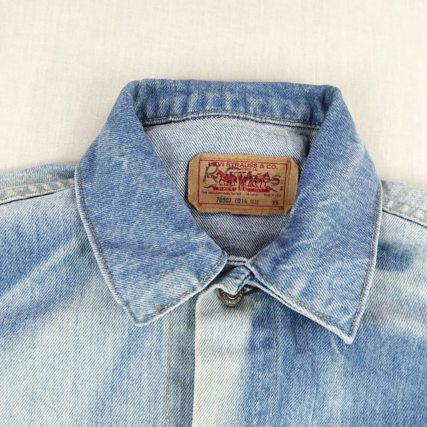 Levi's VINTAGE Levi's Jacket Mens XS Blue Denim Trucker Coat 80s Outdoor Regular Fit Size US 27 - 2 Thumbnail