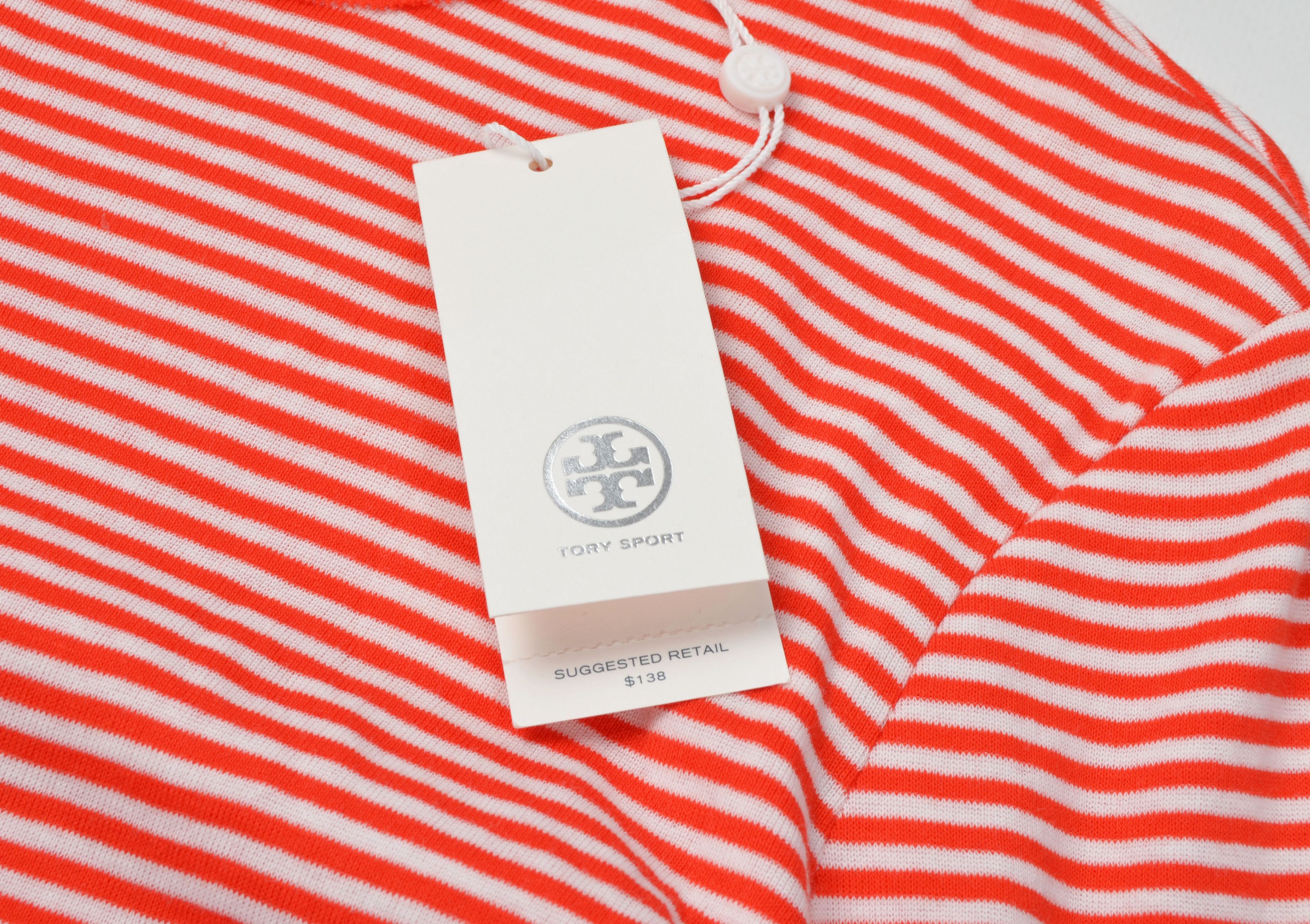 Designer × Tory Burch Tory Burch Red Striped Long Sleeve Logo Slim Fit Top Size S / US 4 / IT 40 - 9 Thumbnail