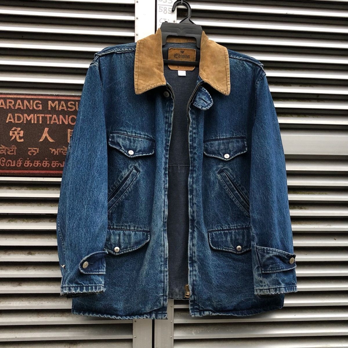 Edwin Vintage Edwin Distressed Denim Chore Work Jacket Size US L / EU 52-54 / 3 - 4 Thumbnail