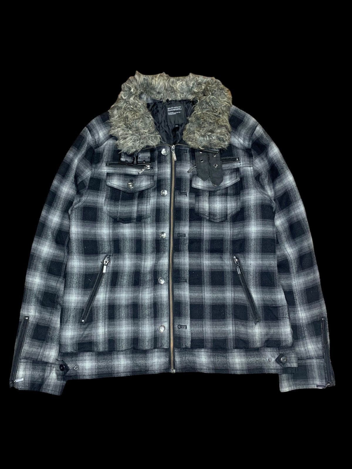 Japanese Brand Splendid 2000s plaid fur jacket Size US L / EU 52-54 / 3 - 2 Thumbnail