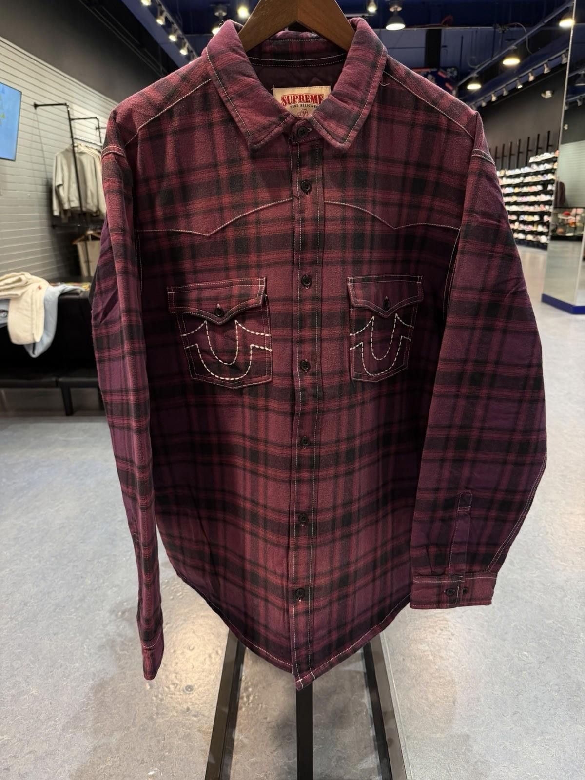 Supreme Supreme x True Religion Quilted Plaid Flannel 'Purple' XL