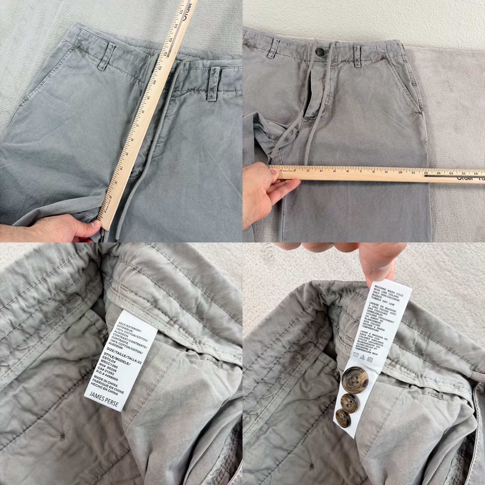 James Perse JAMES PERSE Rigid Canvas Work Pants Cement Pigment Men 32x32 MRCC1390 NWT Gray Solid Cotton Pockets Overall Classic Mens Size US 32 / EU 48 - 8 Thumbnail
