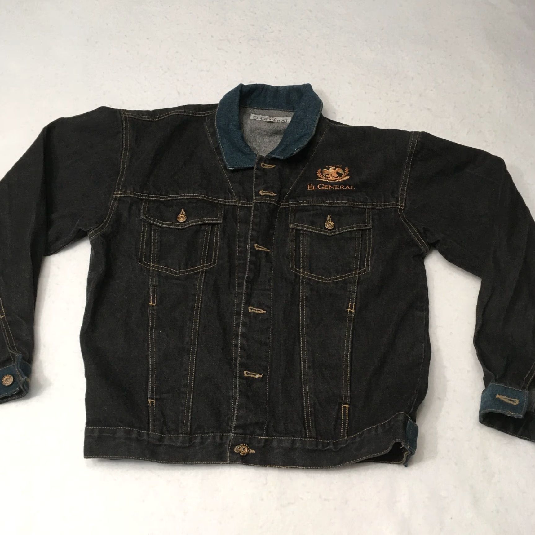 Denime El General Denim Embroidered Jacket Men S Gray Jean Jacket Embroidered Croc Gator 90s Vintage Style Mens Sized S Size US 29 - 3 Thumbnail
