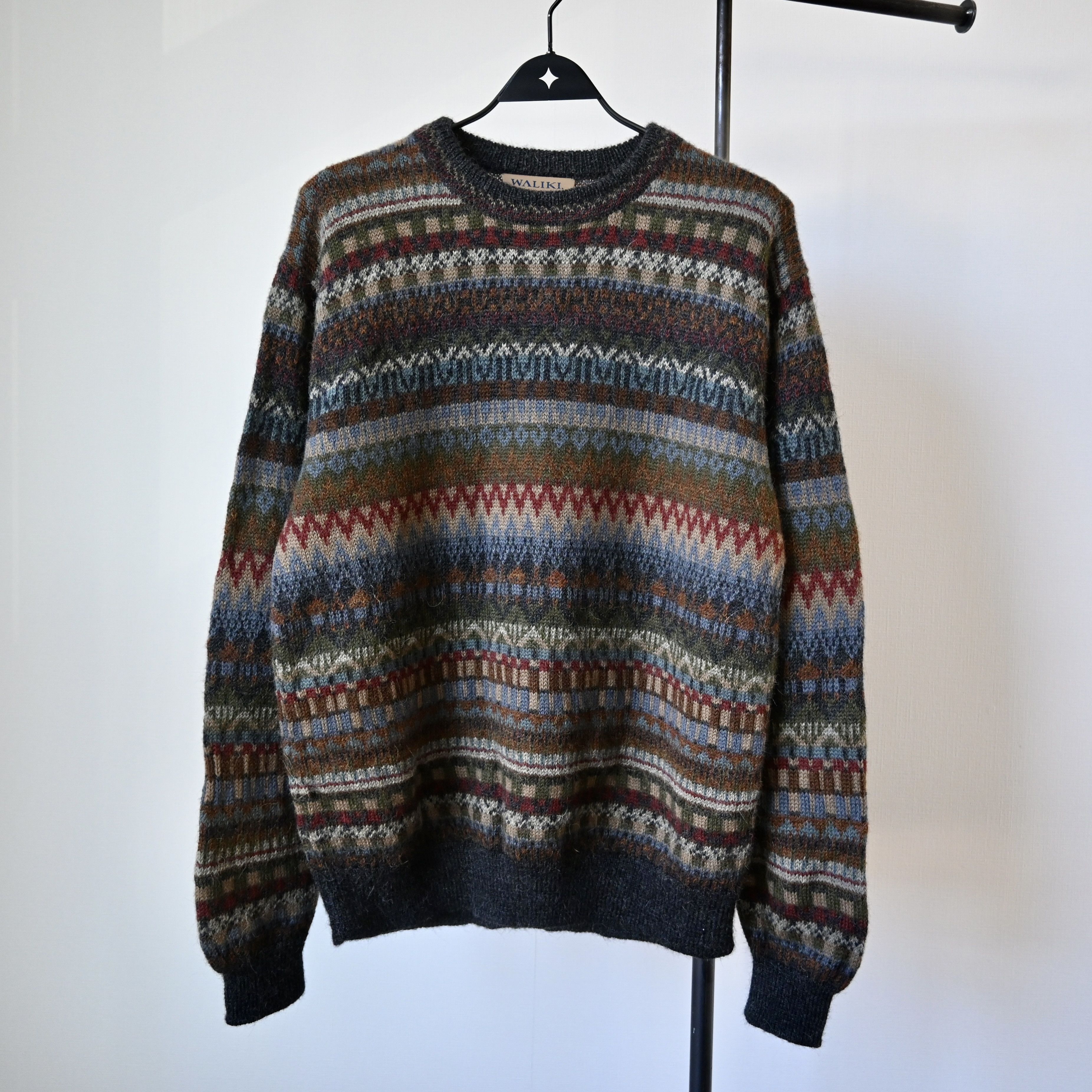 Vintage Vtg WALIKI 100% alpaca folklore striped sweater Size US L / EU 52-54 / 3 - 2 Thumbnail