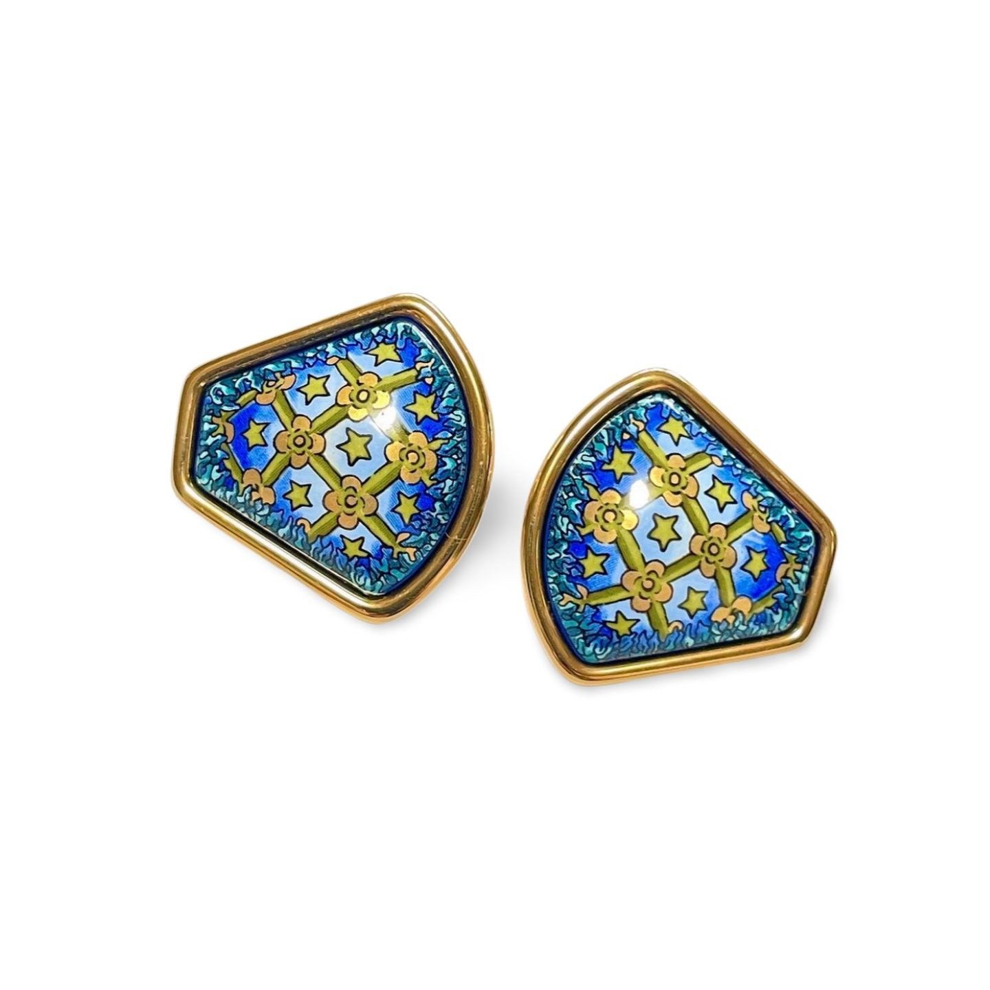 Hermes Vintage Hermes cloisonne enamel golden earrings Size ONE SIZE - 3 Thumbnail
