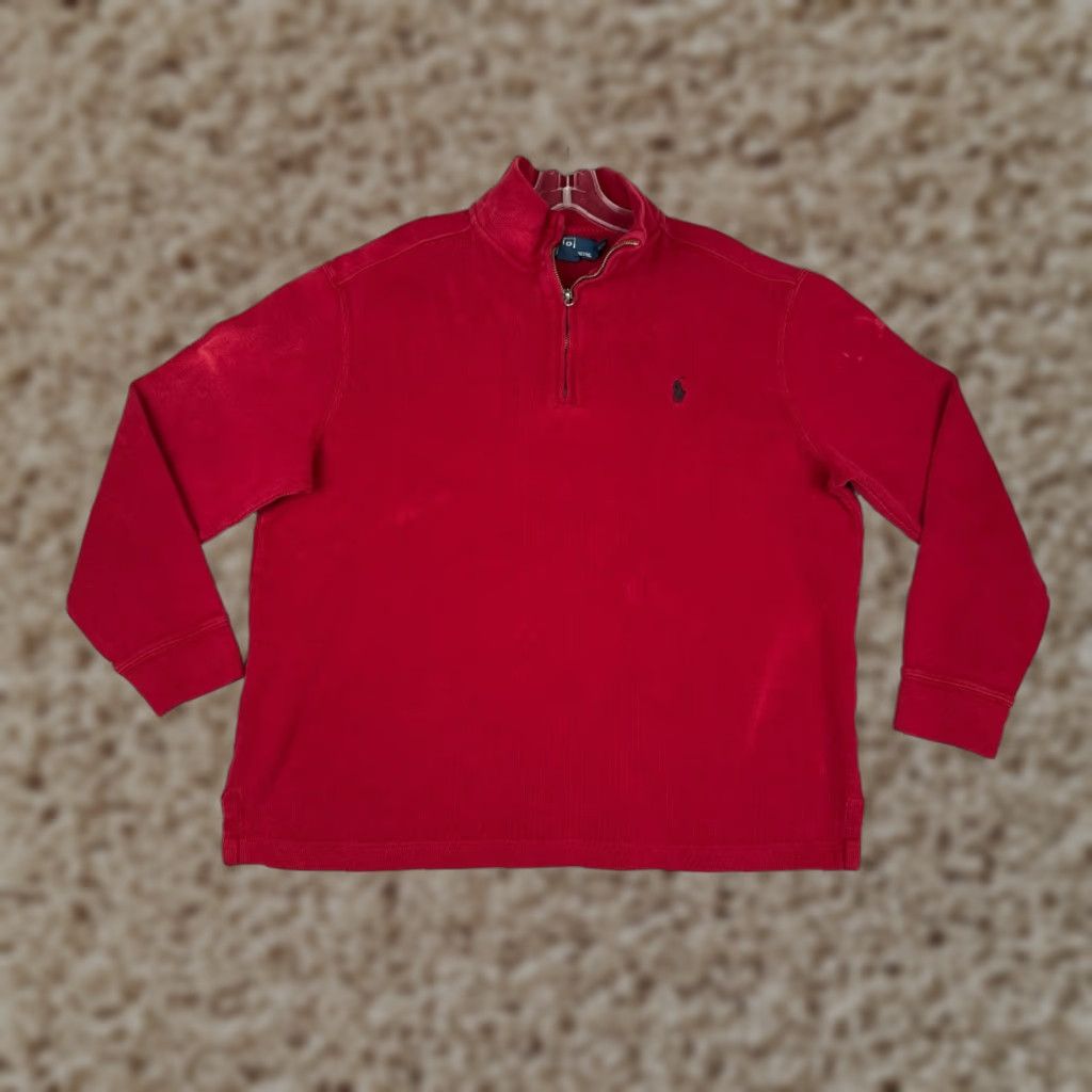 Polo Ralph Lauren Polo Ralph Lauren Sweater Shirt Men L Red 1/4 Zip Mock Neck Long Sleeve Cotton Knit Size US L / EU 52-54 / 3 - 1 Thumbnail