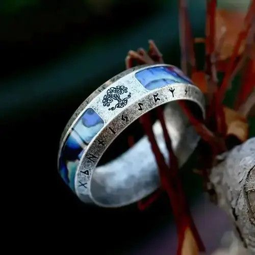 Vintage Tree Of Life Stainless Steel Abalone Shell Rings Size ONE SIZE - 6 Thumbnail