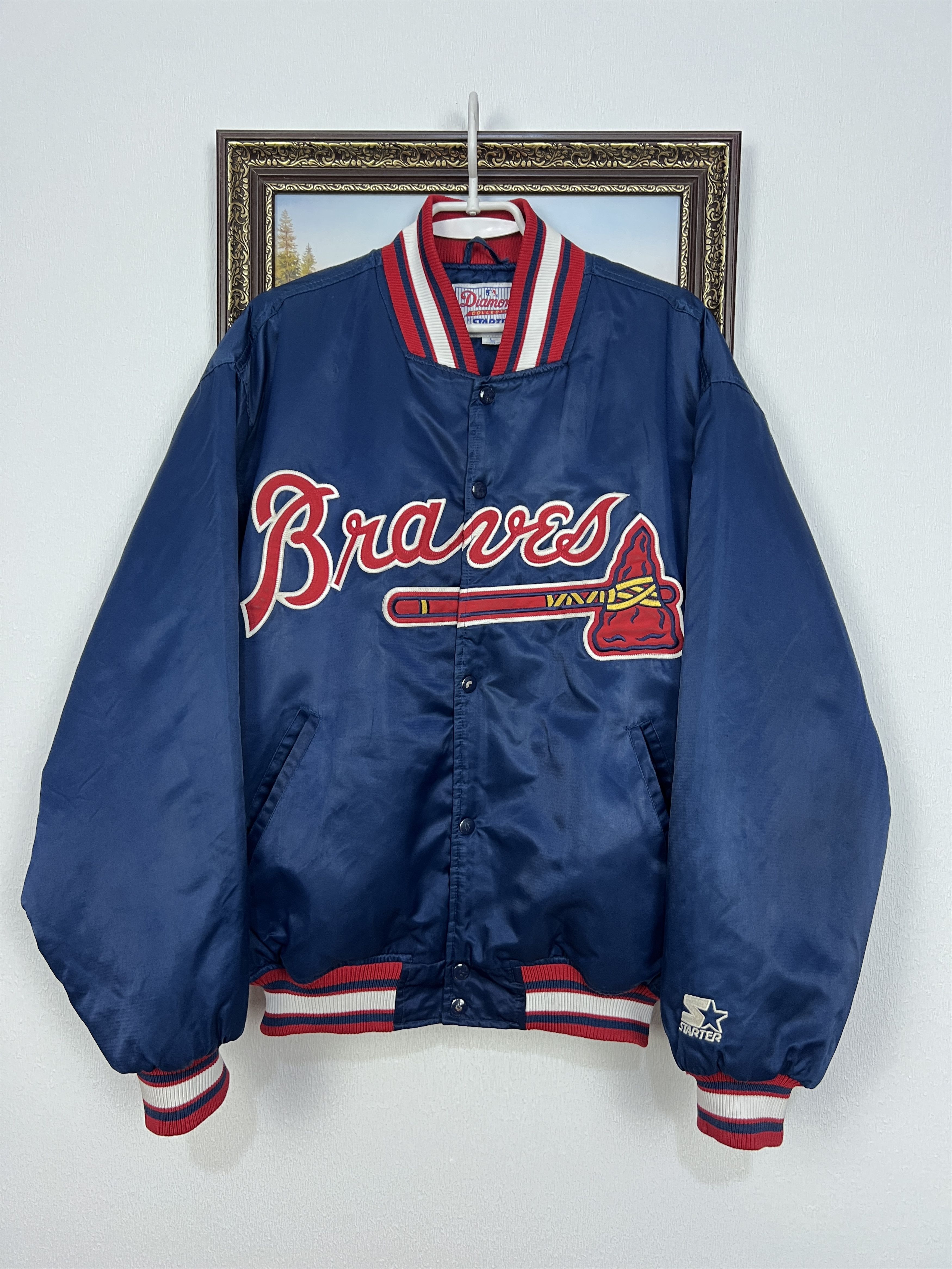 Starter Vintage 90's Starter MLB Atlanta Braves Starter Satin Bomber Size US L / EU 52-54 / 3 - 1 Thumbnail