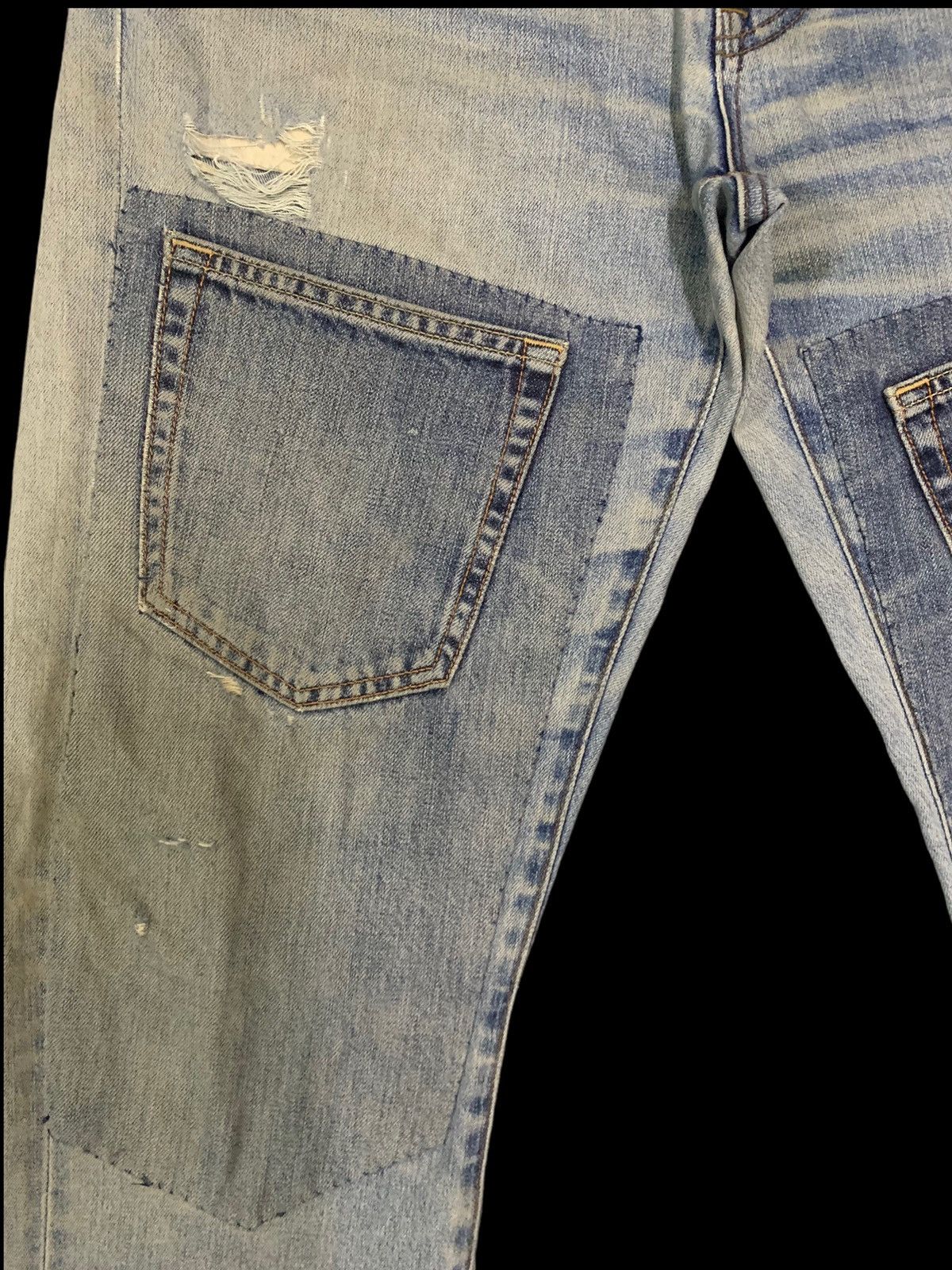 Undercover × Uniqlo Vintage Uniqlo Blue Wash Patchwork Distressed Jeans (Rework) Size US 33 - 7 Thumbnail