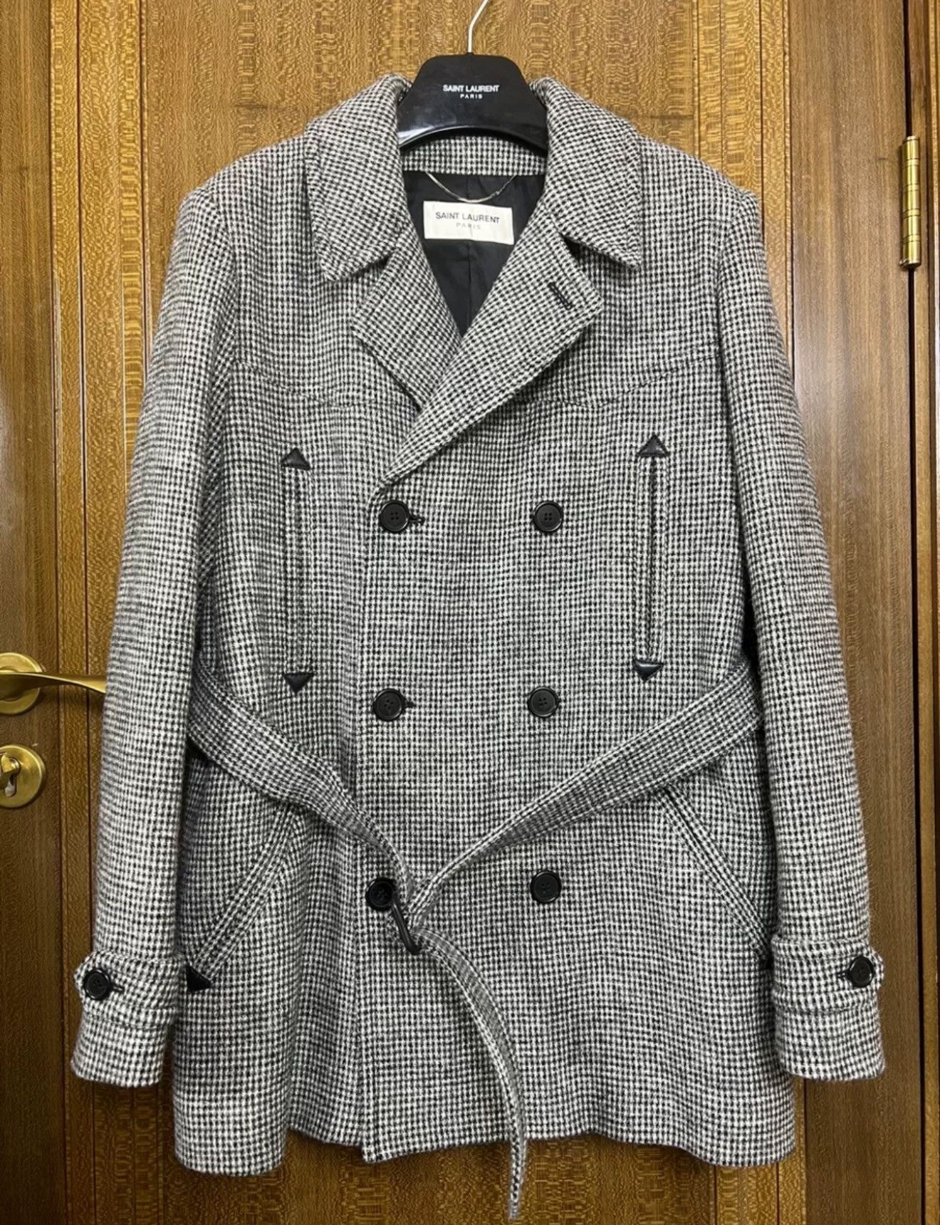 Saint Laurent Paris LAST CALL🔥🔥Saint Laurent Double-Breasted Houndstooth Coat Size US L / EU 52-54 / 3 - 1 Thumbnail