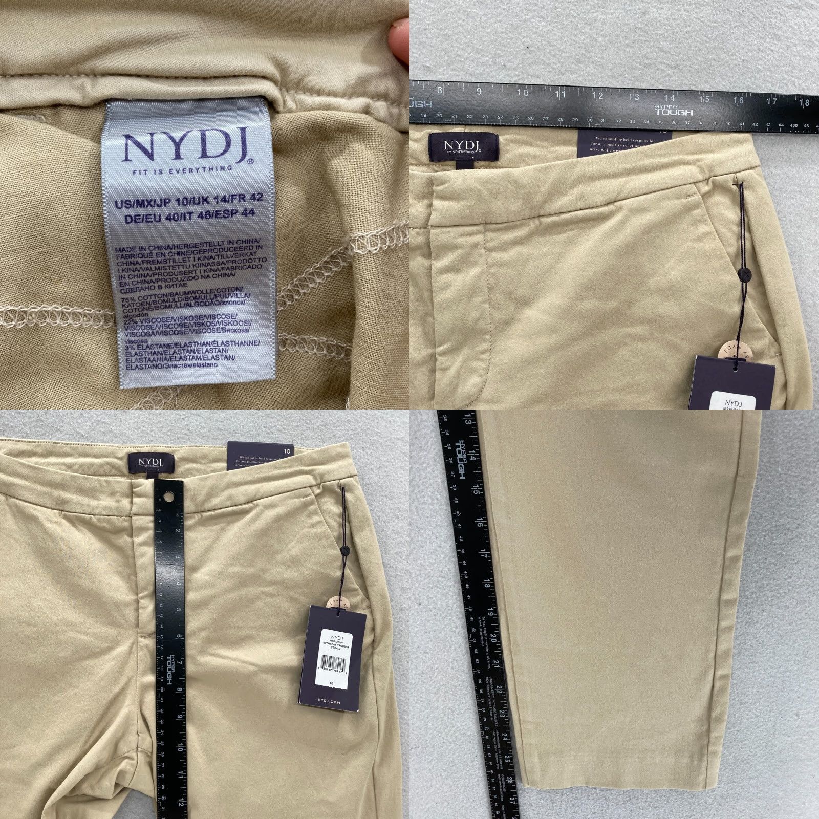 NYDJ NYDJ Everyday Trouser Pants Women's 10 Khaki Beige Stretch Casual Preppy Career Chino Pants Shirt Size 32" / US 10 / IT 46 - 8 Thumbnail