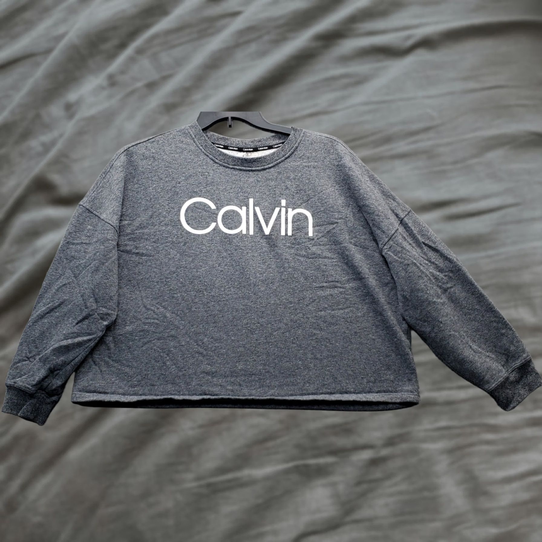 Calvin Klein Calvin Klein Cropped Sweatshirt Womens XL Gray Fleece Lined Oversized Pullover - CK Pullover Sweatshirt Women XL Gray Size XL / US 12-14 / IT 48-50 - 1 Thumbnail
