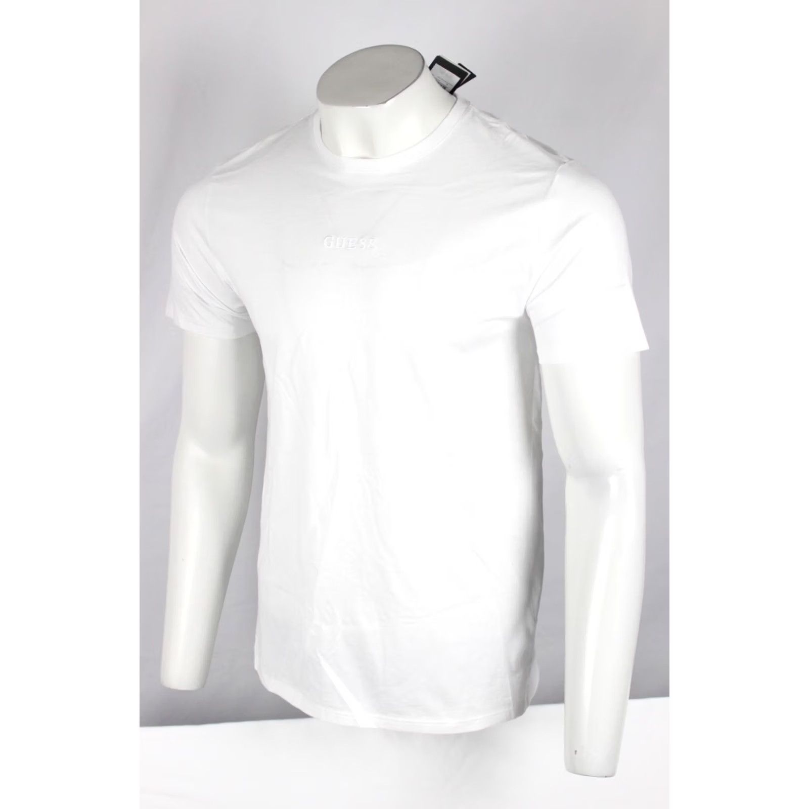Guess Guess Men's Embroidered Logo Short Sleeve Shirt Pima Cotton White Size US L / EU 52-54 / 3 - 5 Thumbnail