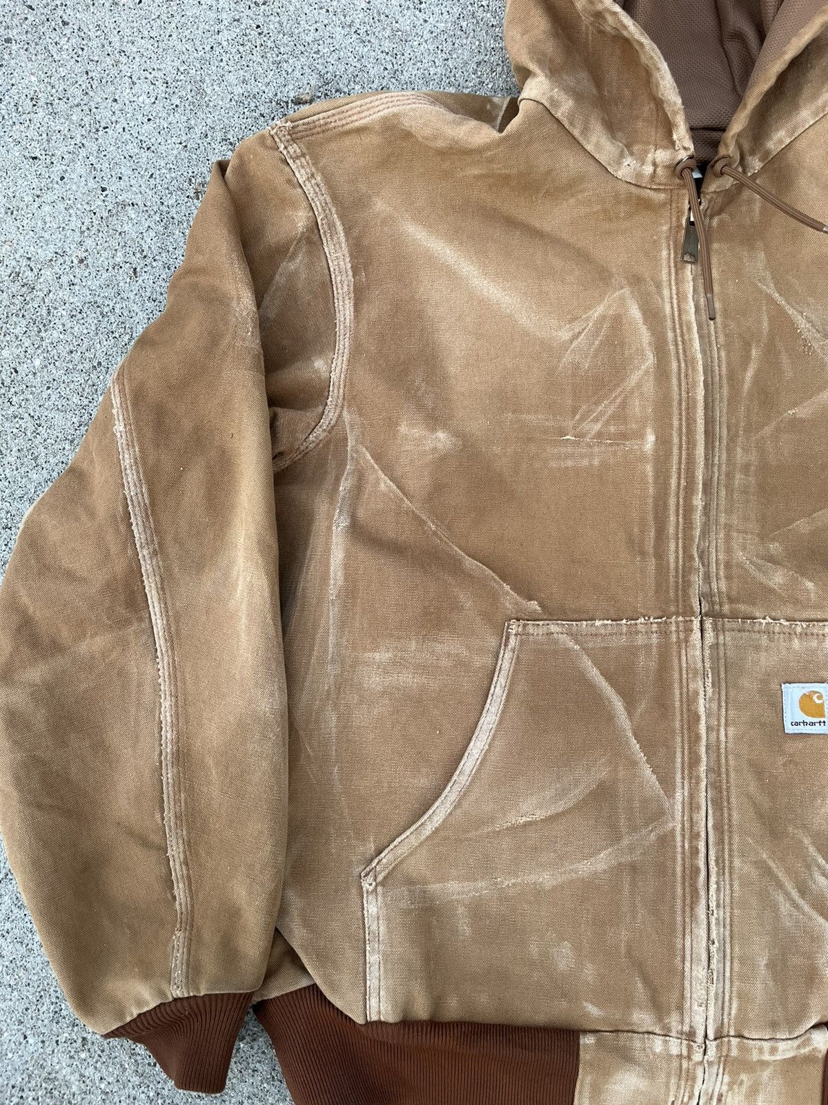 Carhartt Custom Carhartt Jacket Hoodie Sun Faded Distressed Thermal Size US XL / EU 56 / 4 - 11 Thumbnail