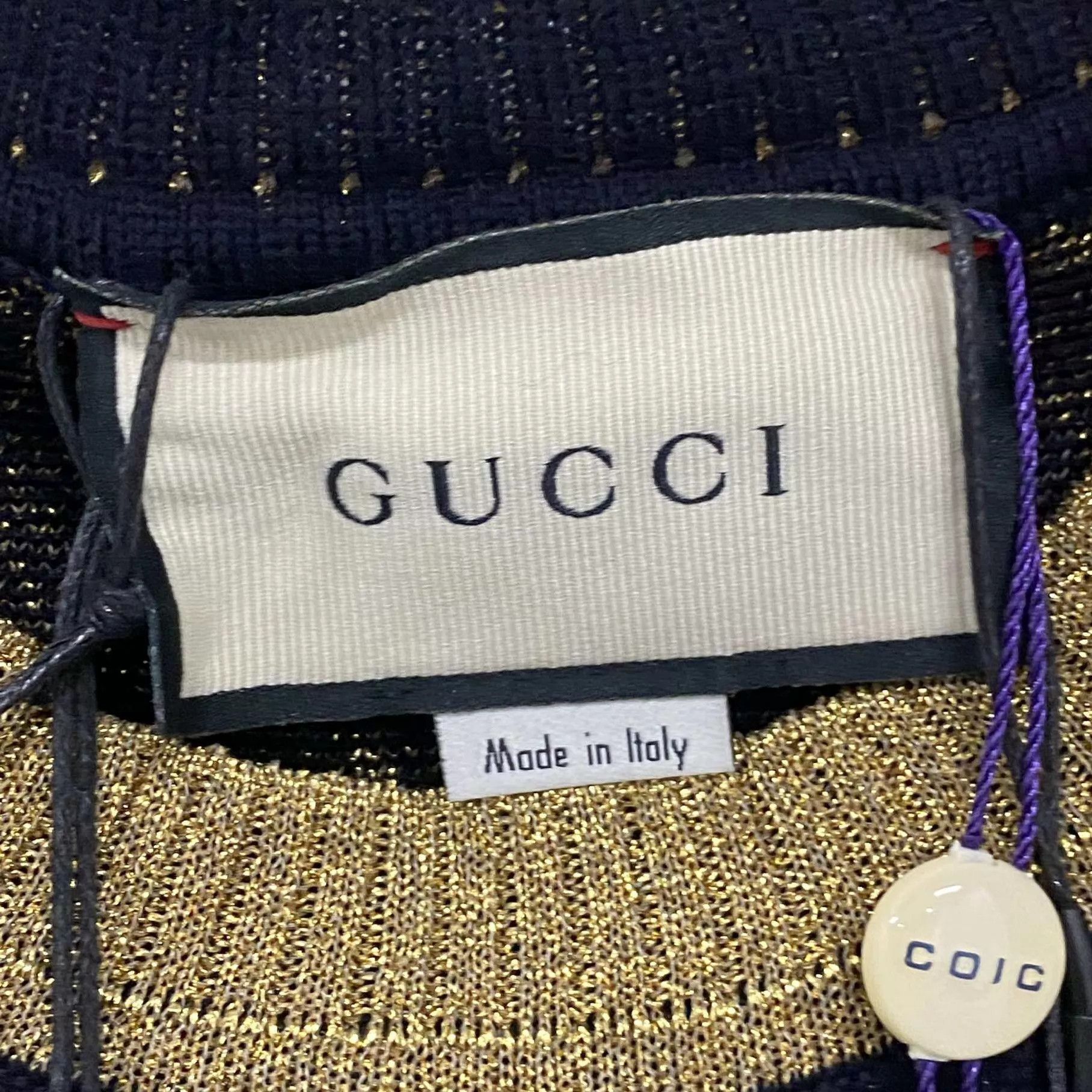 Gucci GUCCI Women's Gold Thread Jacquard Allover-Print Knit SS XS Size XS / US 0-2 / IT 36-38 - 6 Thumbnail