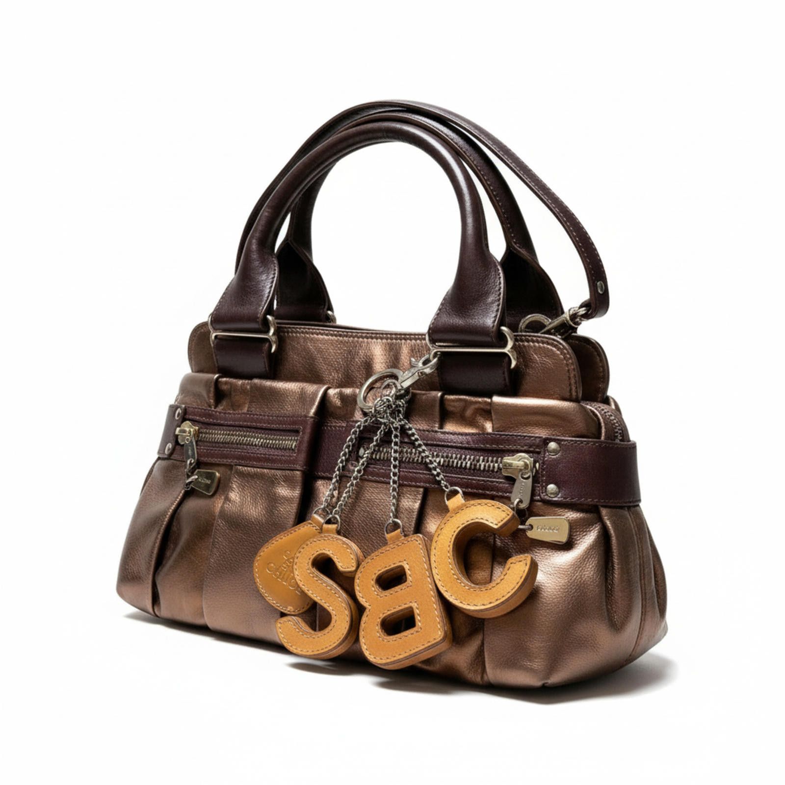 chloma Chloé - Metallic Bronze Leather Handbag Charm Size ONE SIZE - 1 Thumbnail