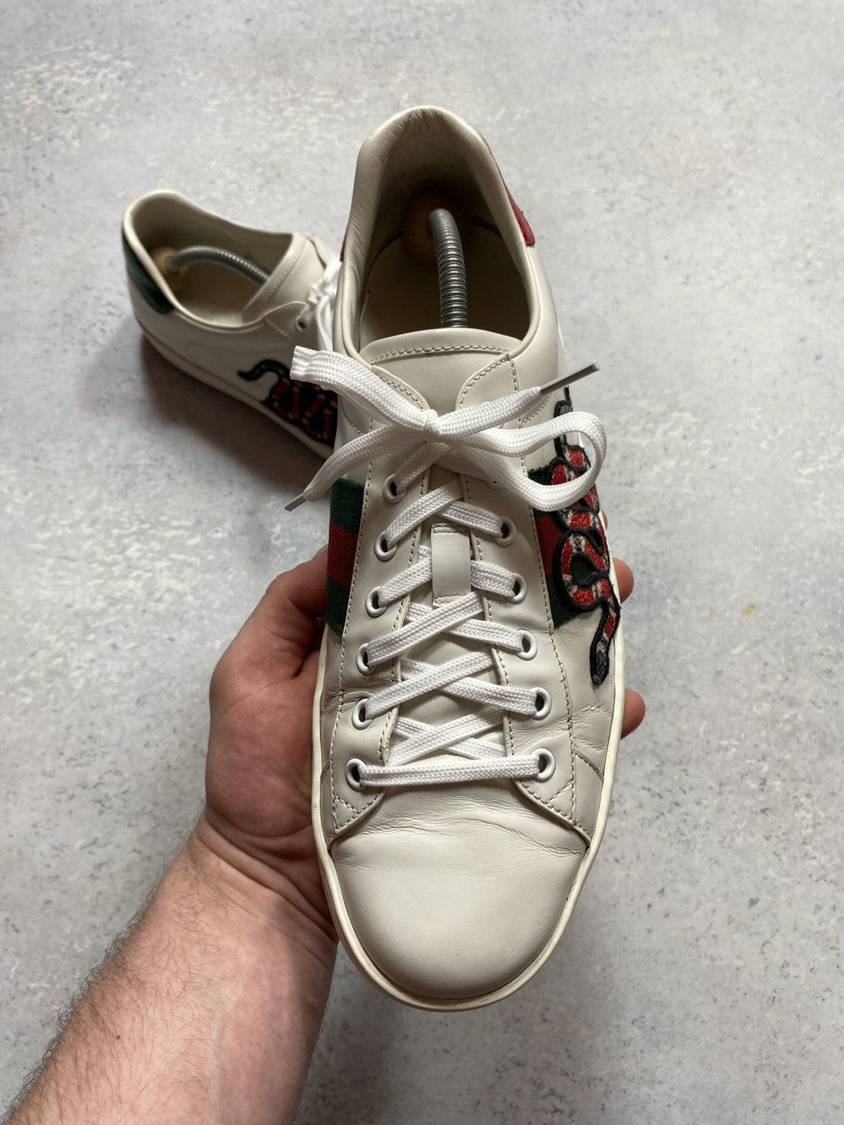 Gucci Gucci Ace Snake White Leather Shoes Trainers UK11 US11.5 Size US 11.5 / EU 44-45 - 14 Thumbnail