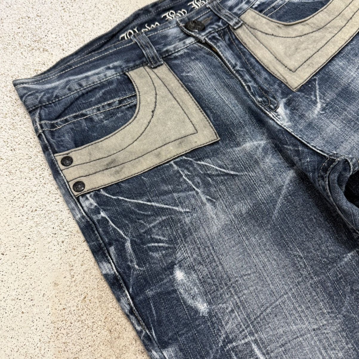 Japanese Brand Blow By Blue Crazy Y2K Whisker Washed Denim Pants Size US 31 - 6 Thumbnail