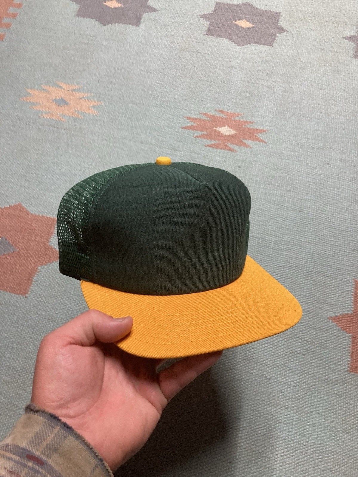 Vintage 80s trucker hat new era blank green yellow SnapBack Size ONE SIZE - 1 Thumbnail