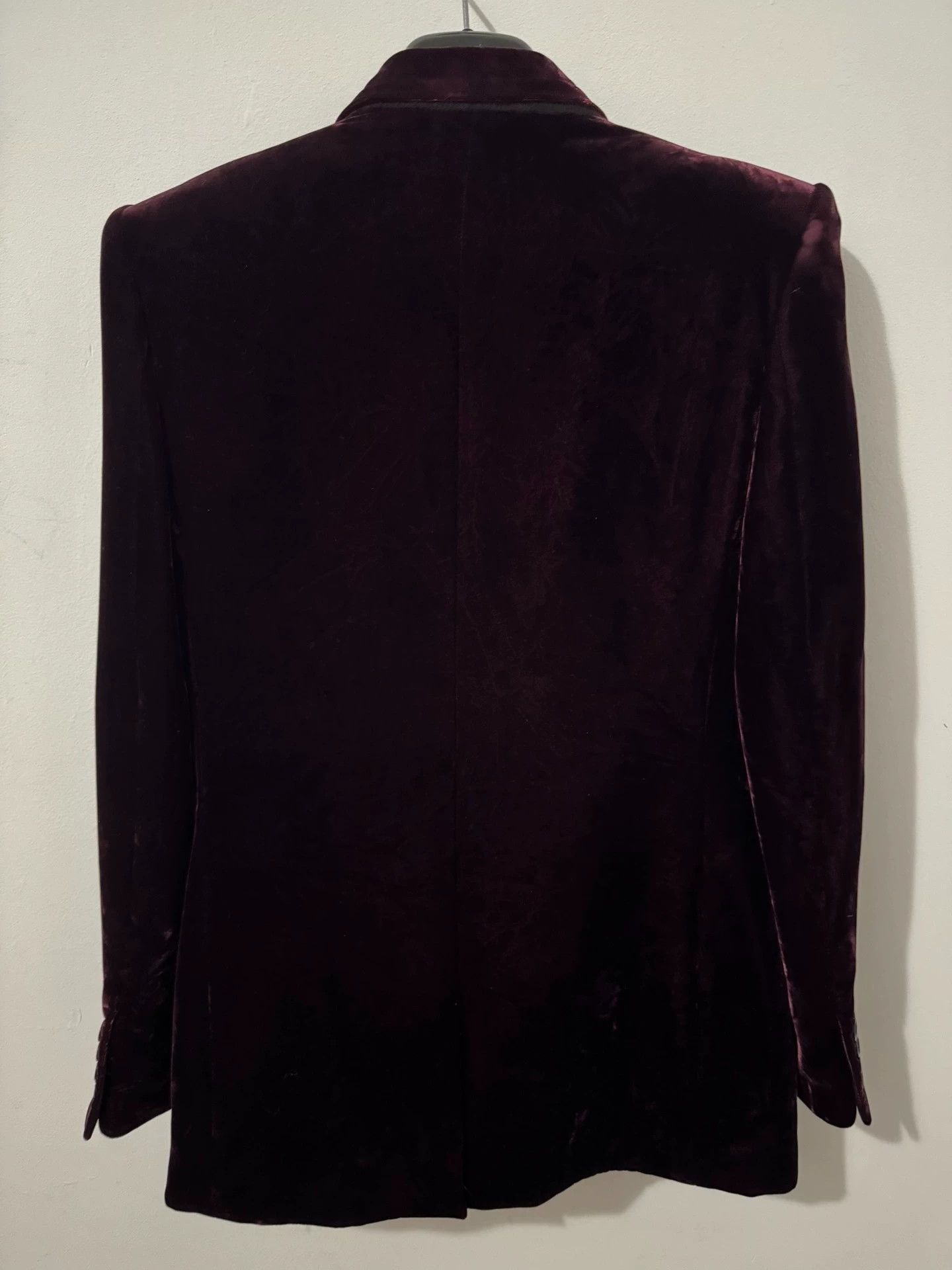 Saint Laurent Paris Saint Laurent Double-Breasted Deep Burgundy Velvet Suit Size 42R - 2 Thumbnail