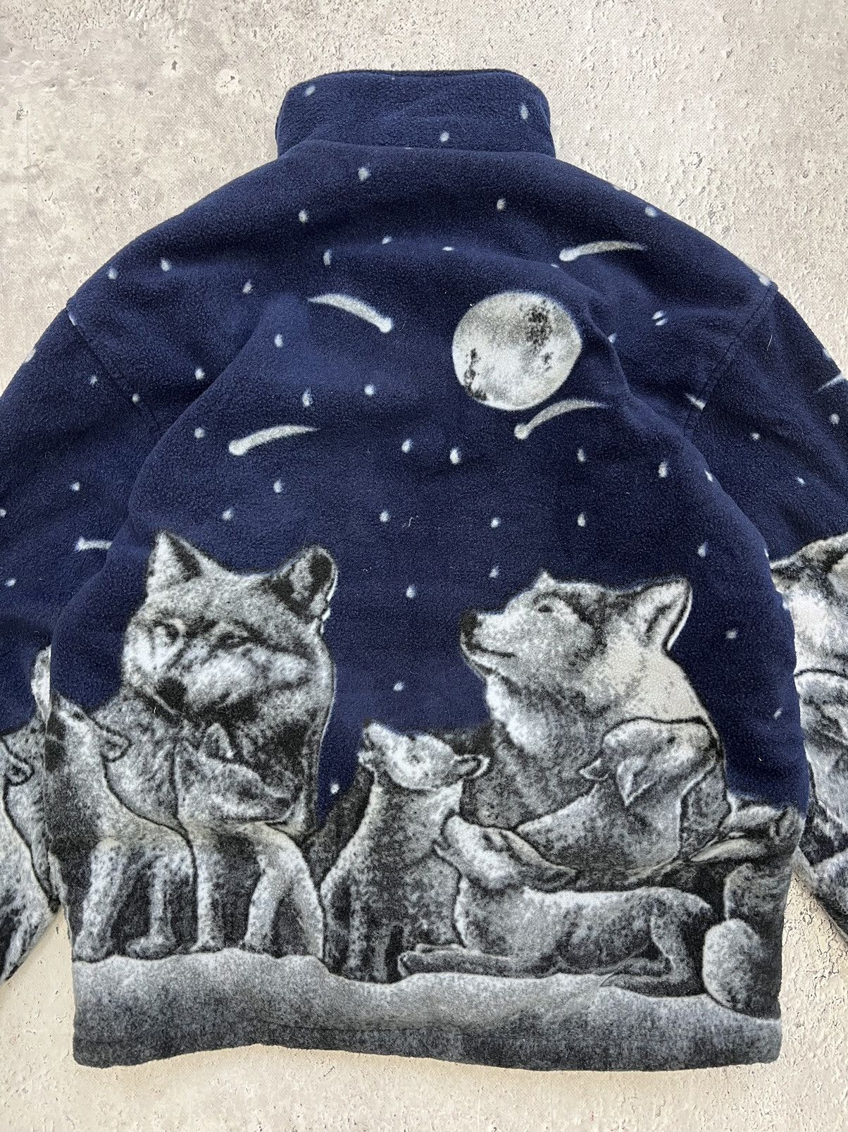 Vintage × Woolf Vintage Sherpa Animal Wolf Overprint Polar Fleece Jacket Size US L / EU 52-54 / 3 - 11 Thumbnail