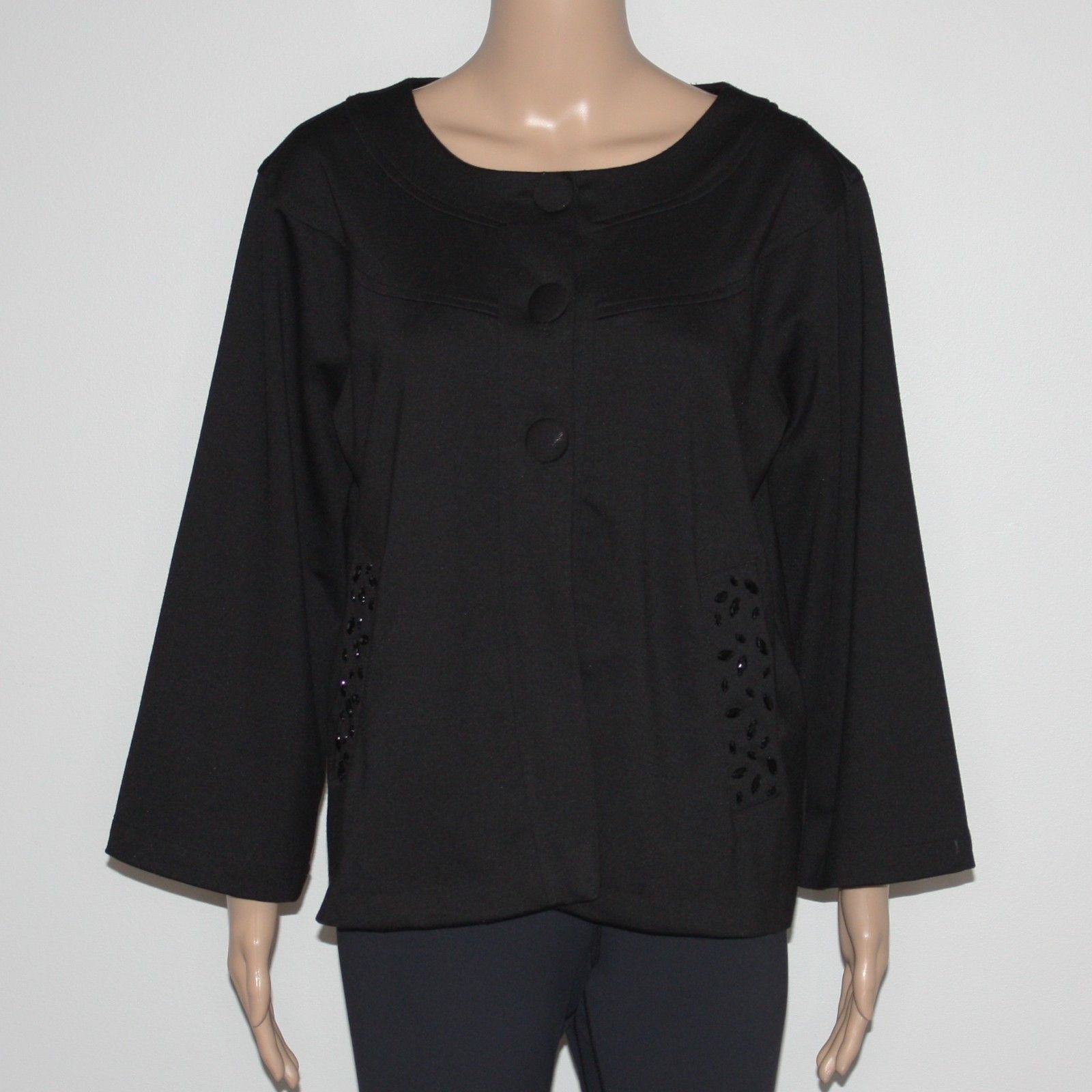 Other Tradition Classics Black Swing Jacket with Embellishments Size XL / US 12-14 / IT 48-50 - 1 Thumbnail
