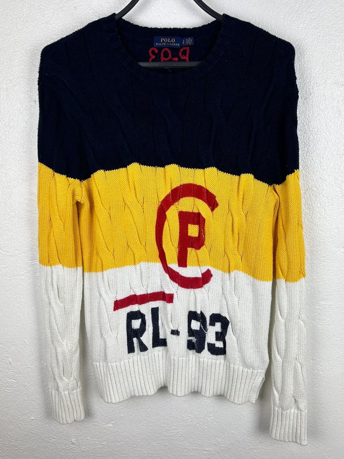 Polo Ralph Lauren Ralph Lauren P-93 Cable Knit Knitwear Striped Sweater Size US S / EU 44-46 / 1 - 1 Thumbnail