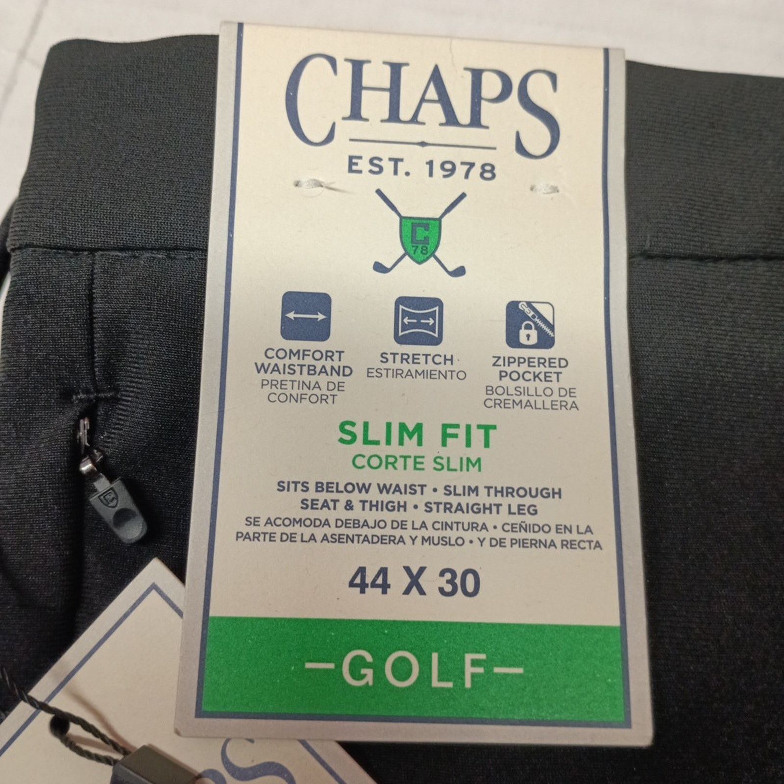 Chaps Chaps Golf Slim Fit Pants Mens 44x30 Black Stretch Waistband Size US 44 / EU 60 - 2 Thumbnail