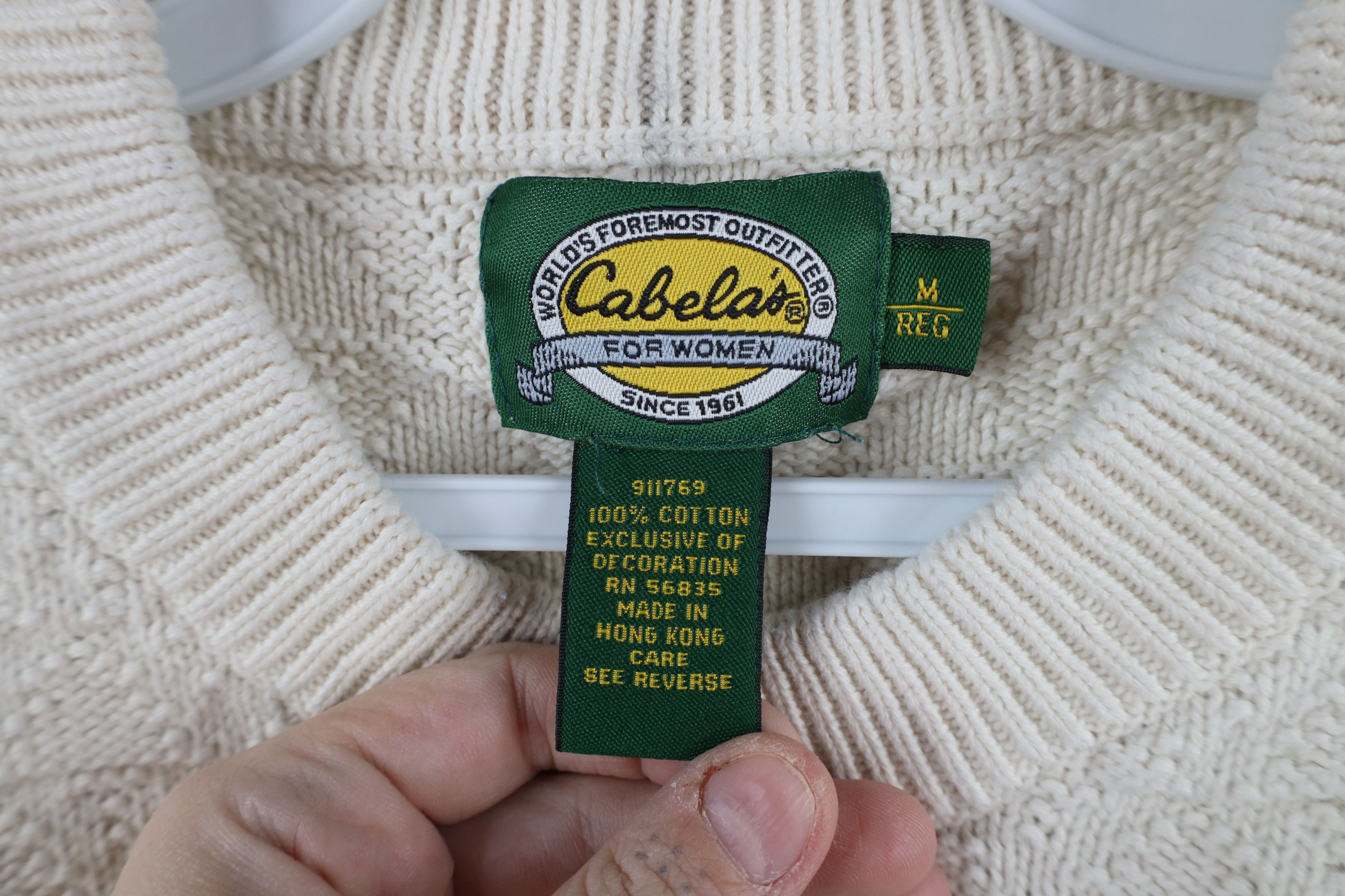 Cabelas × Vintage Vintage 90s Cabelas Horse Equestrian Knit Sweater Cream Size M / US 6-8 / IT 42-44 - 7 Thumbnail
