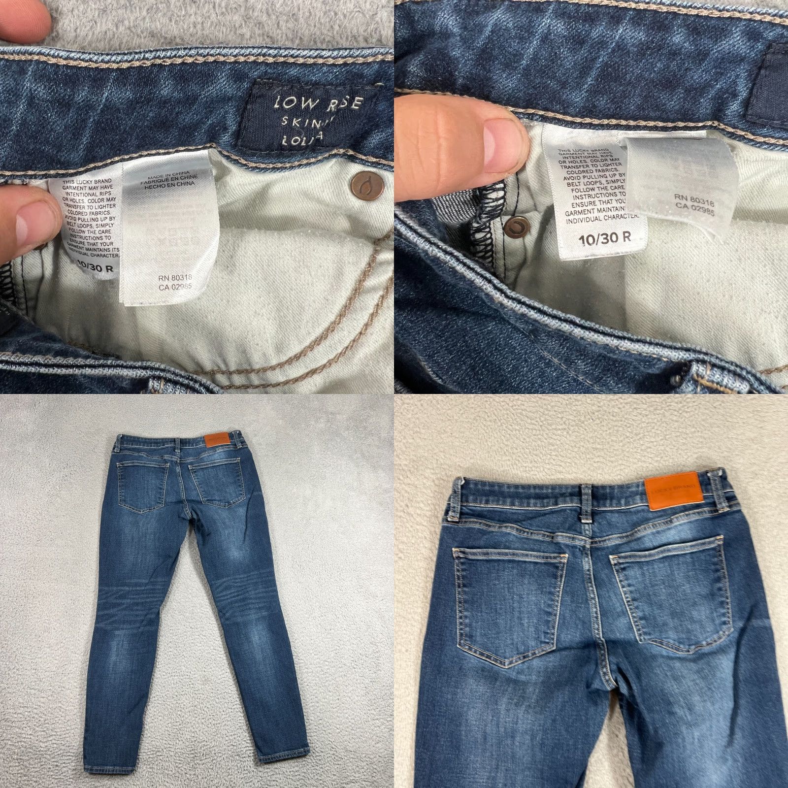 Lucky Brand VINTAGE Lucky Brand Womens Jeans Skinny Low Rise Denim 10 Blue Stretch 90s Girls Size 32" / US 10 / IT 46 - 8 Thumbnail